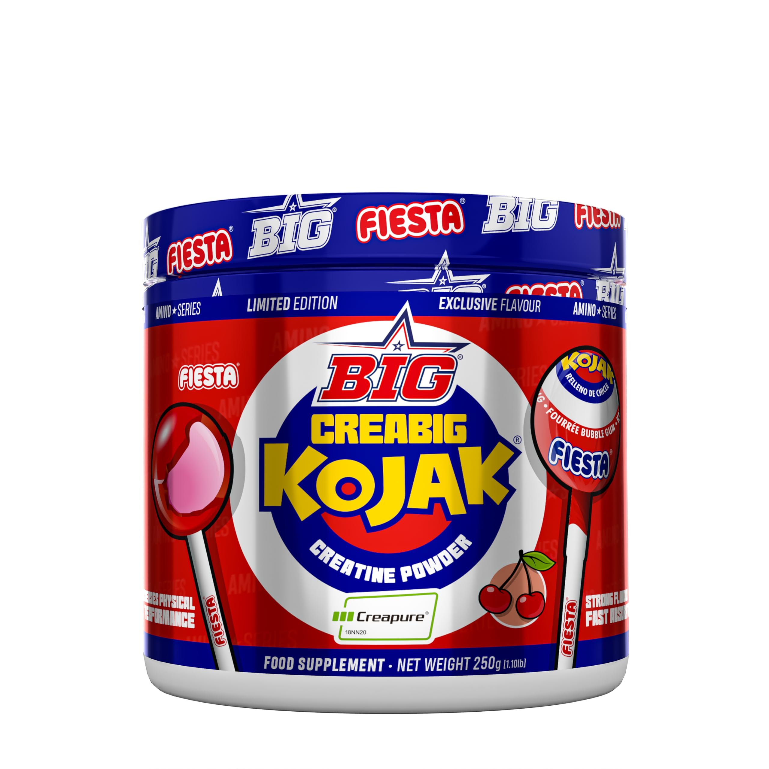 BIG - Creatina Creapure ® - Creatina Monohidratada Creapure en Polvo, Rendimiento Físico y Recuperación - Materia Prima Premium - Monohidrato de Creatina de Rápida Absorción, Vegana (250g, Kojak) - 1