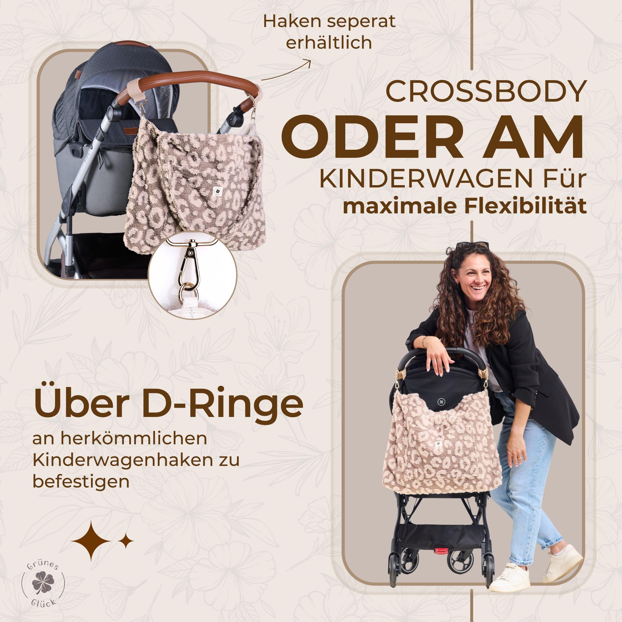 Teddy Mom Shopper, Leo Wickeltasche, Kinderwagentasche, Crossbody Bag | Premium Leo Wickeltasche mit vielen Innenfächern – als Kinderwagentasche oder Crossbody Bag flexibel einsetzbar.