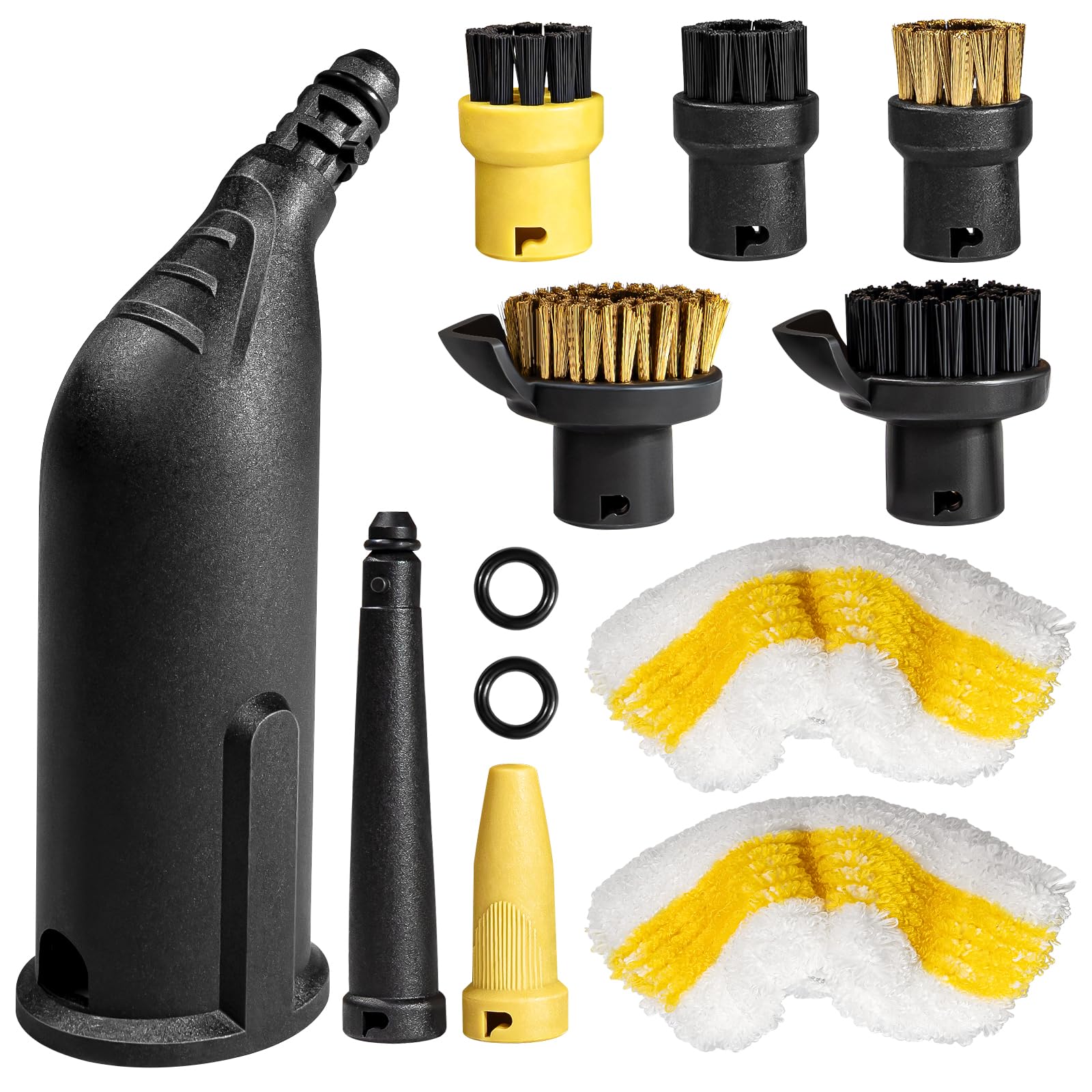 10 Stück für Kärcher Dampfreiniger Zubehör SC1 SC2 SC3 SC4 SC5, Dampfreiniger Bürste Set inkl Verlängerte Düse, Gebogene Düse, Kleine Rundbürste, Handdüse Microfiber Cloth, für Küchenmöbel Boden