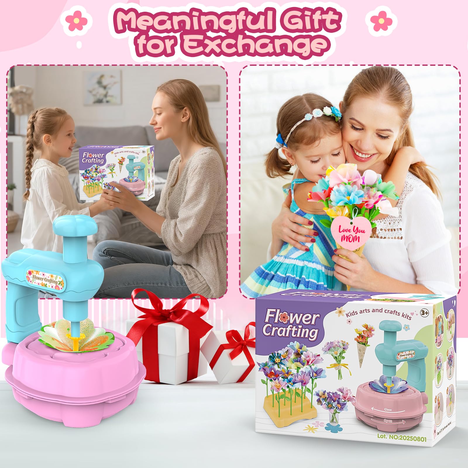 Mieryd Kit Lavoretti Creativi per Bambini, Fai Da Te Artigianale Laboratorio dei Fiori, DIY Bouquet Fiori Giocattoli Ragazza Giochi Educativi, Natale Compleanno Regalo Bimba 3 4 5 6 7 8 9 10 Anni