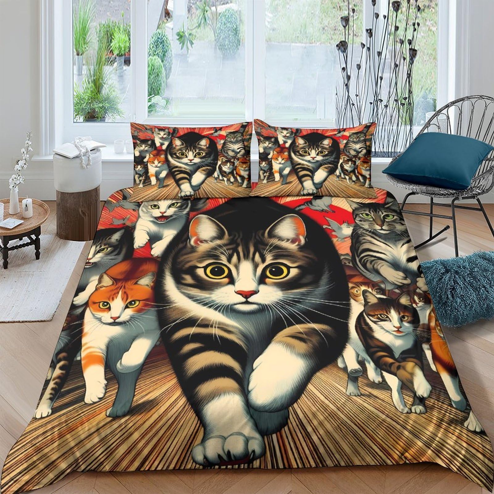 Ctjqhvkz Style-1 3D Printed Realistic Cat Fitted Sheet Microfiber Soft Breathable Cartoon Kitten Mattress Cover For Bedroom Guest Room Decor Single（135X200cm）
