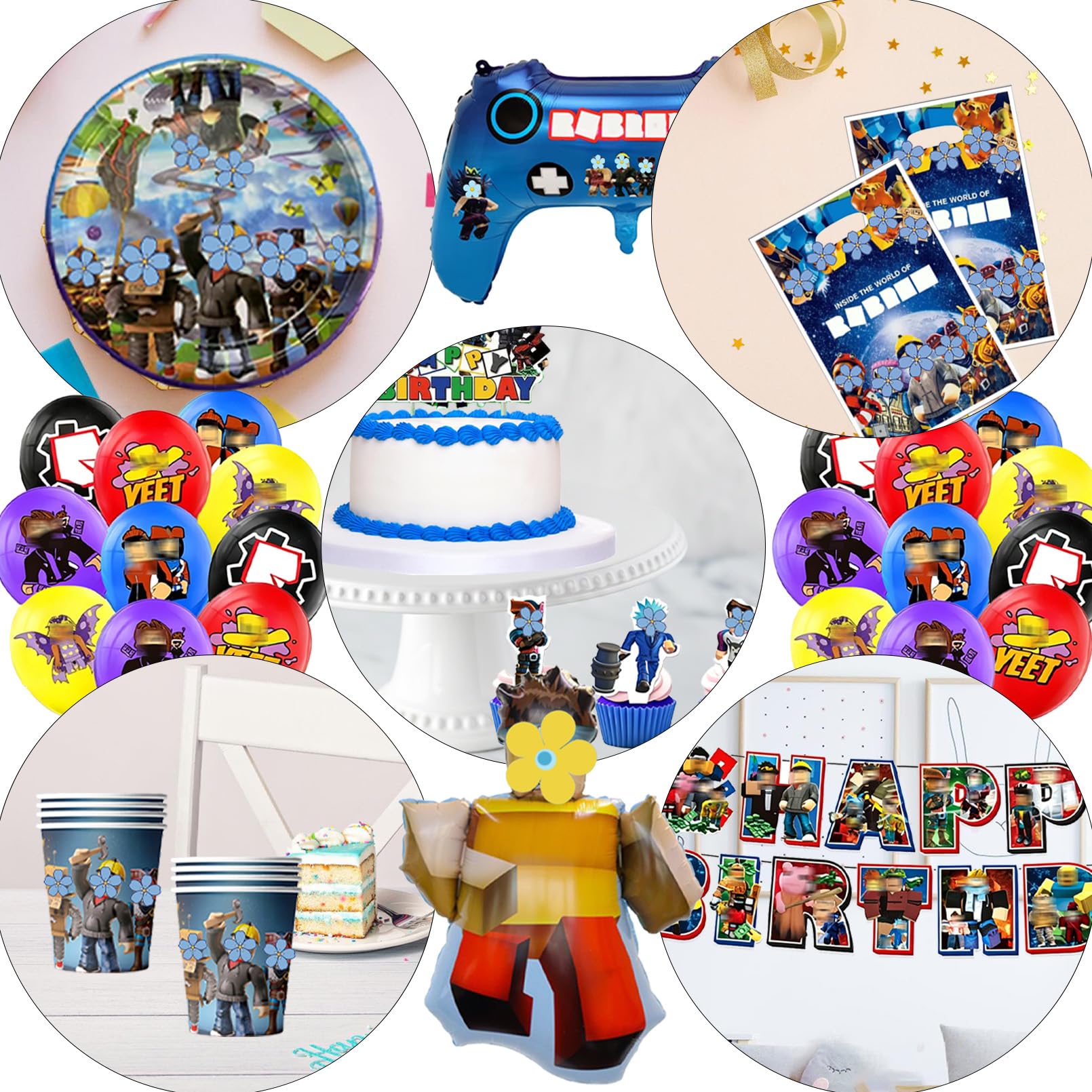Set Stoviglie Compleanno Roblx ,Decorazioni Festa Roblx Compleanno , Include Tovaglia, Piatti Carta, Striscione, Decorazioni Compleanno per 10 persone