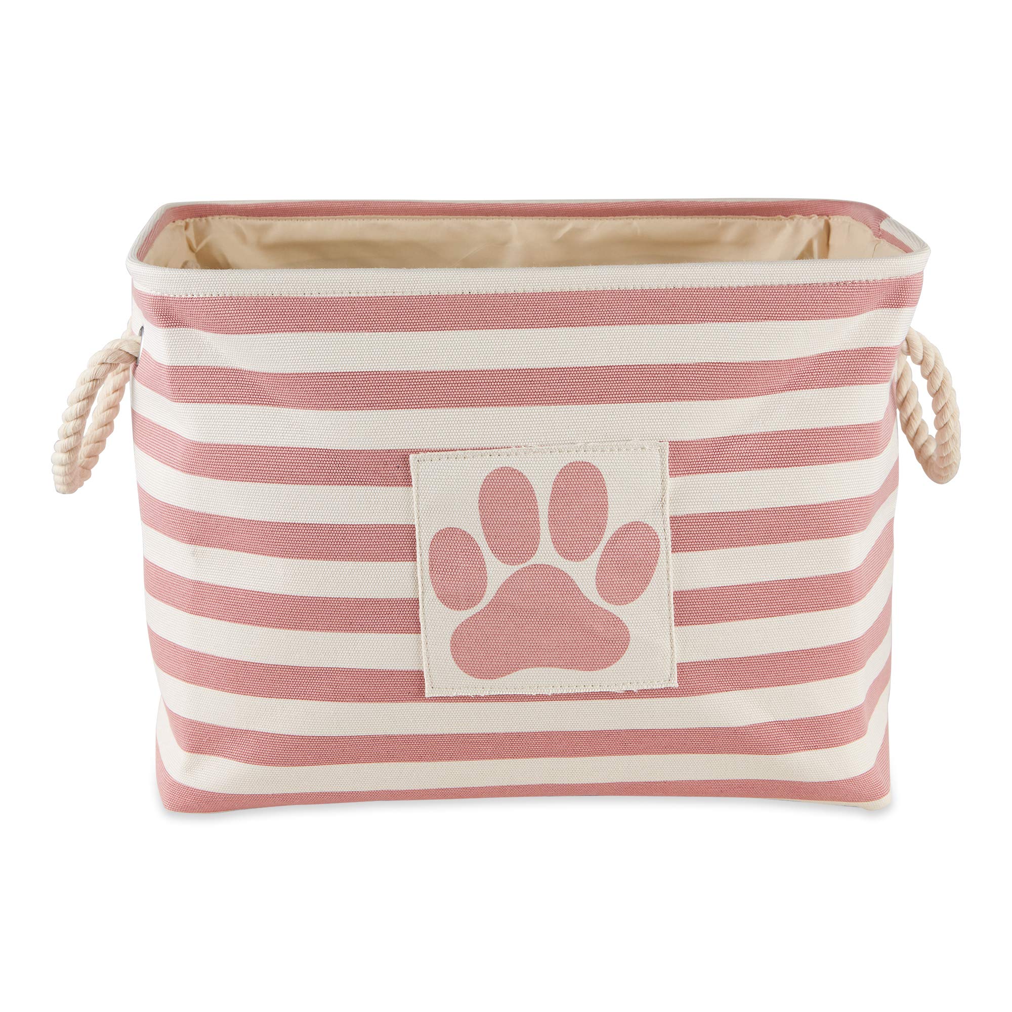 Bone Dry5743 Pet Storage Collection Striped Paw Patch Bin, Large Rectangle, Rose