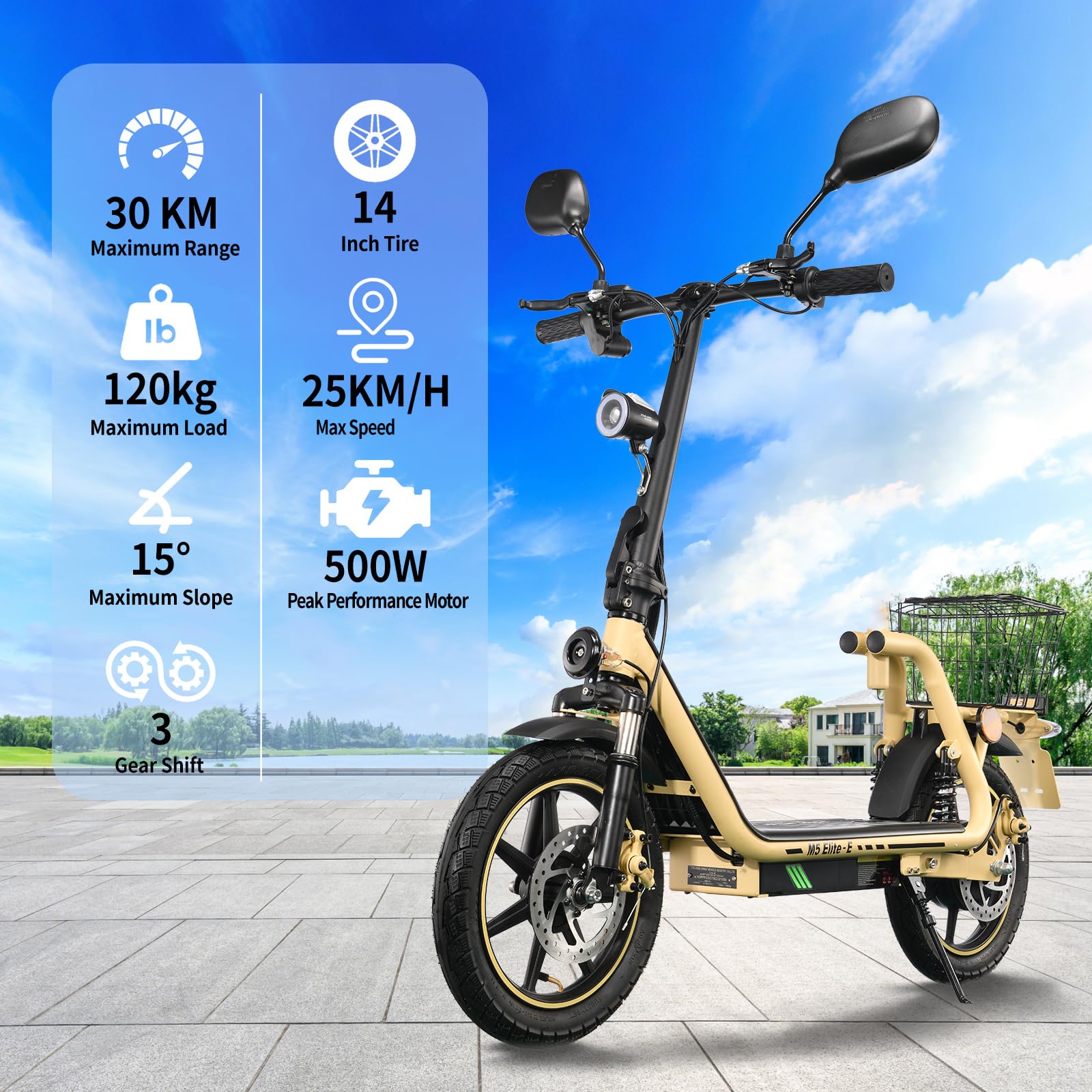 TWOFISH Monopattino Elettrico per Adulti, 14 Pollici Omologato per la Circolazione su strada (EEC), Motore da 500 W, Batteria da 48 V 13 Ah, Pneumatici, Portata 120 kg,