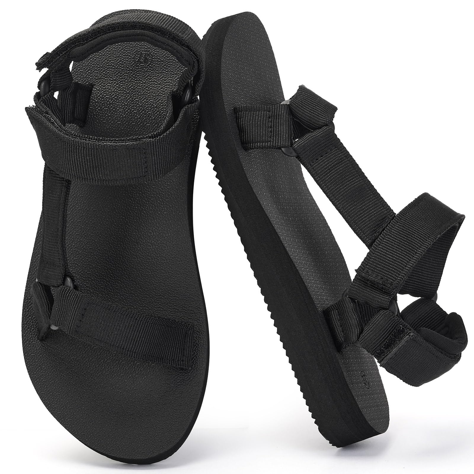 Photo 1 of SUITSER Womens Sport Hiking Sandals Comfortable Walking Sandals Quick-Drying Water Beach Outdoor Summer Shoes with Arch Support & Adjustable Straps, Black, 7