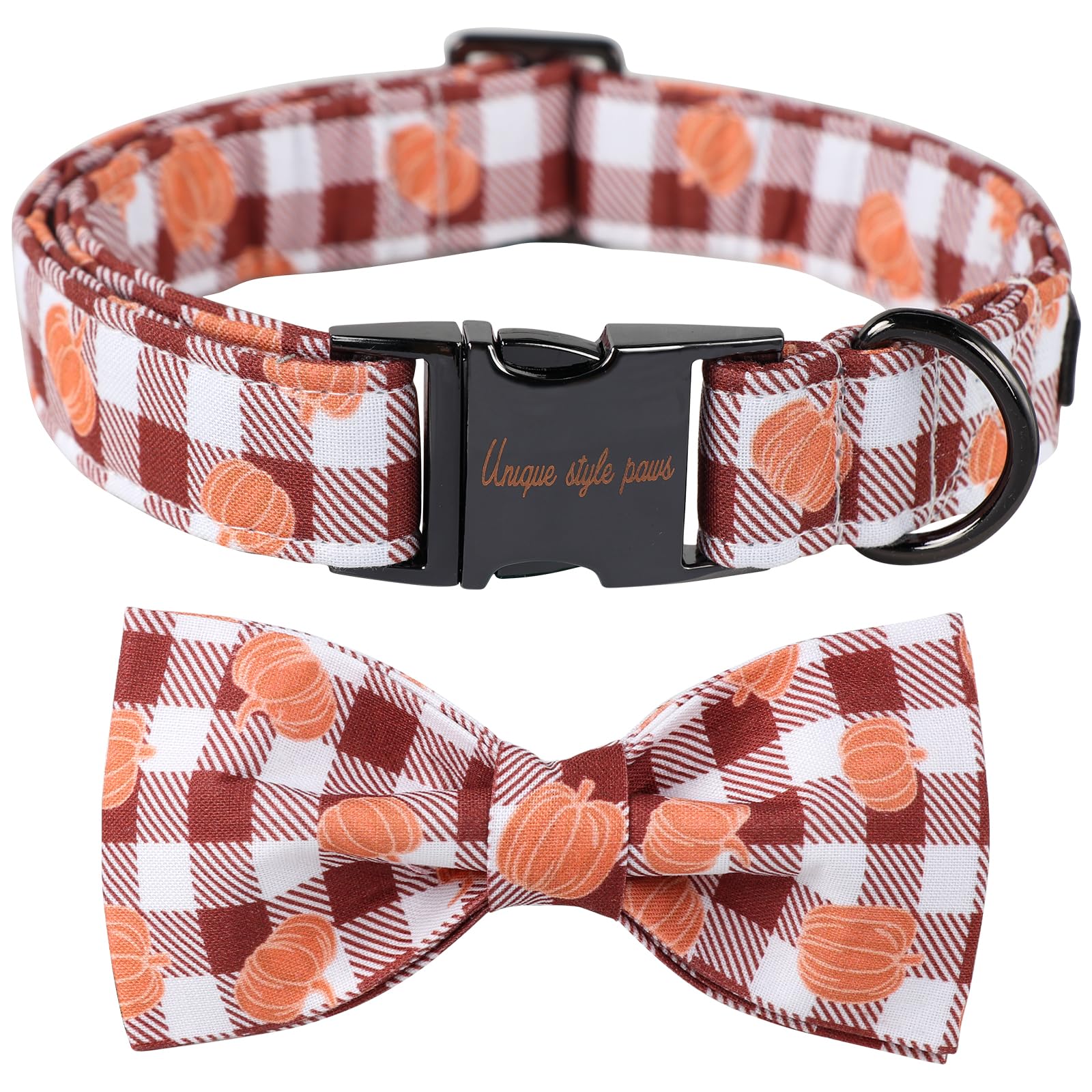 Unique style paws Halloween Hundehalsband, Kürbis Hundehalsband, Fliegenhalsband für Jungen Mädchen Hunde, Fliegenhalsband mit Metallschnalle, L, Hals 16-24in