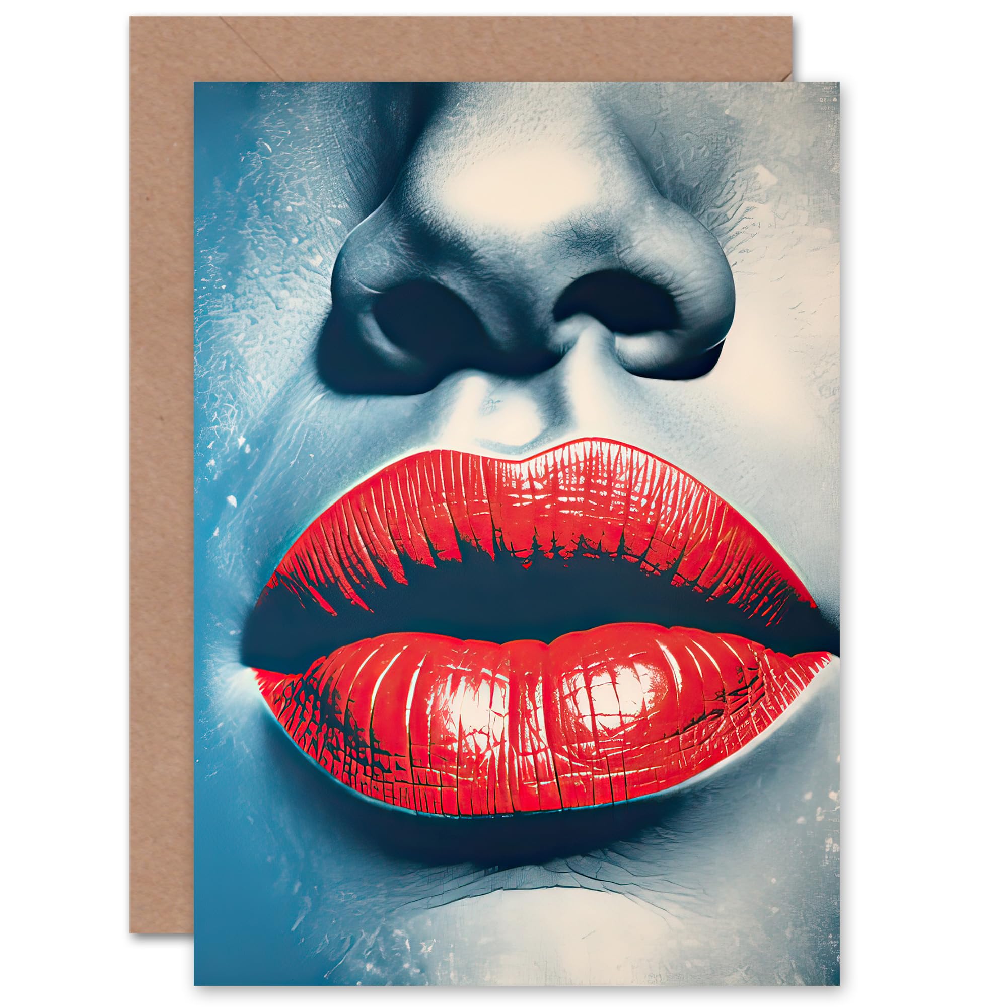 Artery8 Lipstick Love Romance Close Up Red for Husband Him Birthday Thank You Valentines Day Blank Art Greeting Card