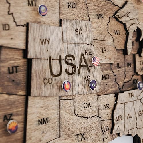 Miniatura 6 de Awesometik Banderas de empuje para piezas de mapa de madera del mundo, pasadores creativos de bandera nacional, tachuelas para pulgar, mapa de país,