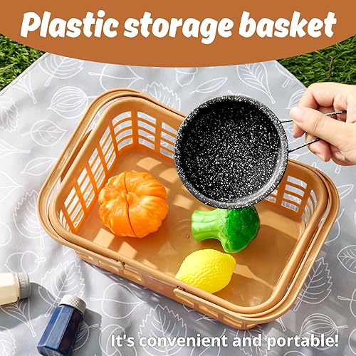 Miniatura 3 de Juego de accesorios de juguete de cocina para niños, juego de cocina para niños, coloridas ollas y sartenes de acero inoxidable, regalos de