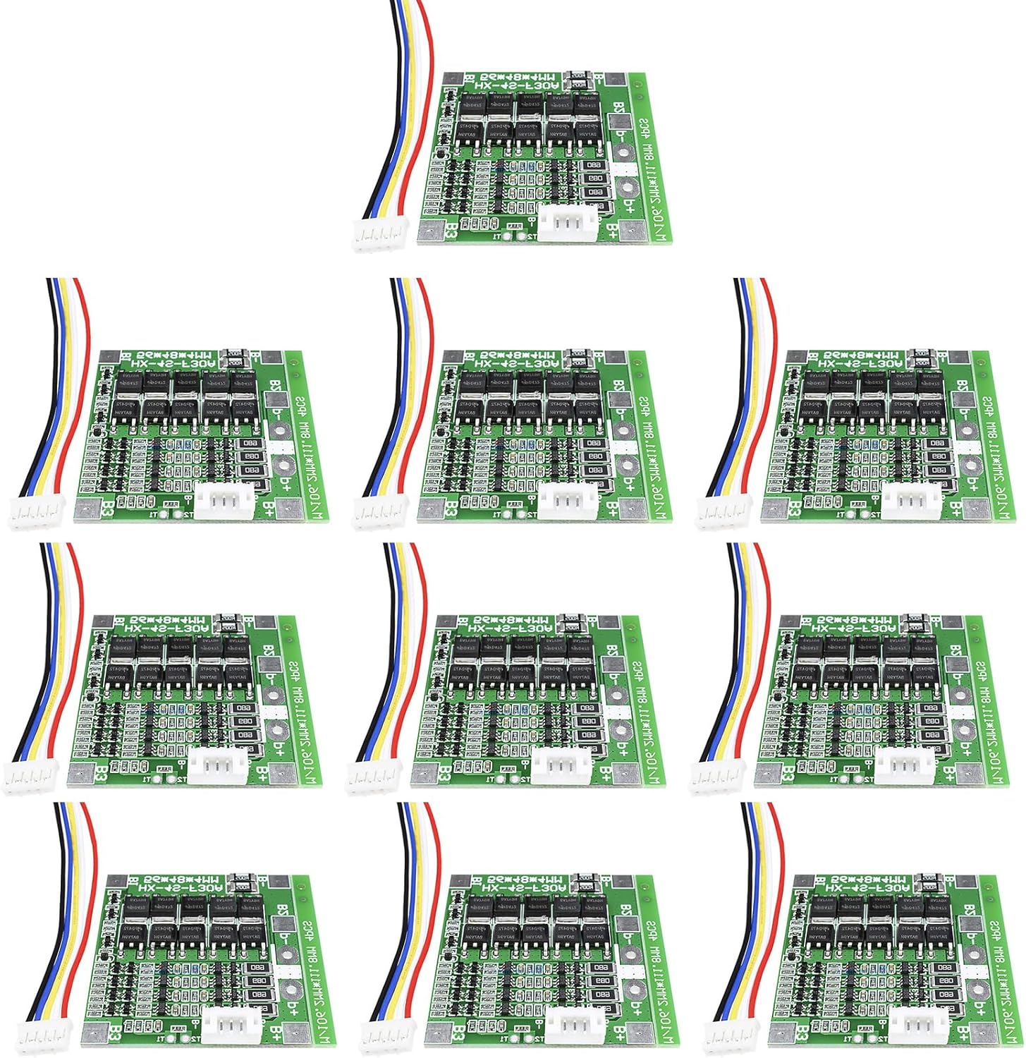 10 Packs 14.8V 4S 30A 18650 Lithium-Ion Lithium Battery BMS PCB Integrated Circuit Protection Board with Battery Balancing