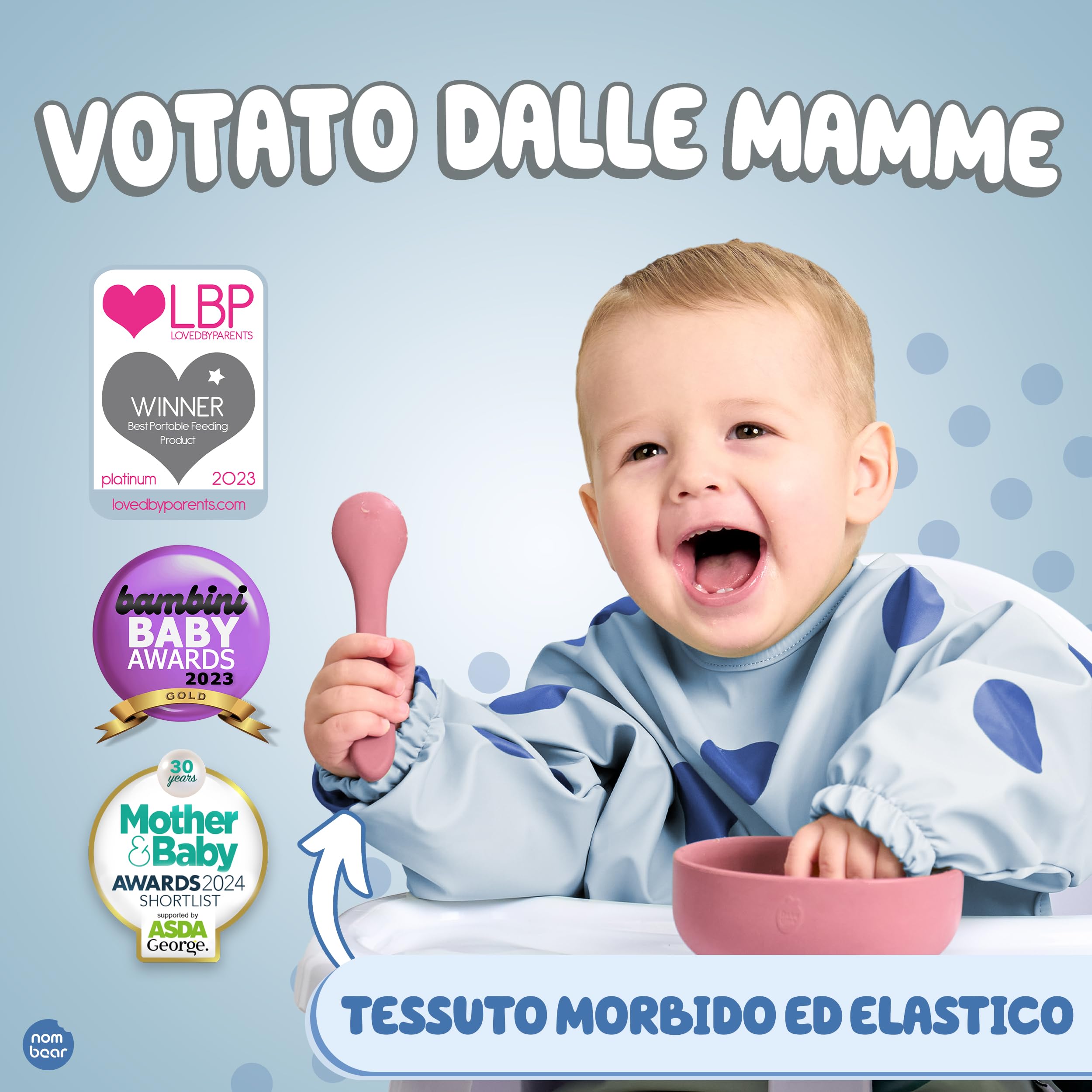 Nombear ® Bavaglini Impermeabili con Maniche 6 Mesi o Più - Bavaglini Pappa Svezzamento, Bavaglino con Maniche Lunghe, Bavaglini Impermeabili con Tasca, Bavaglio con Maniche per Bimbo