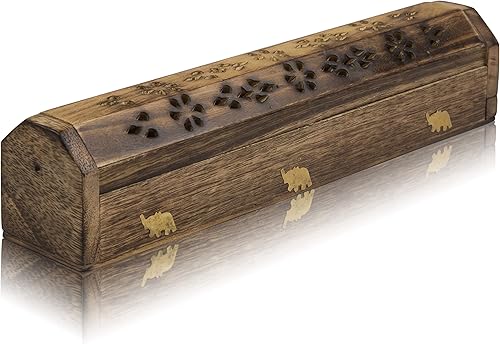 Soporte para barra de incienso de madera y quemador de cono, ataúd con compartimento de almacenamiento, soporte orgánico ecológico para agarrbatti,