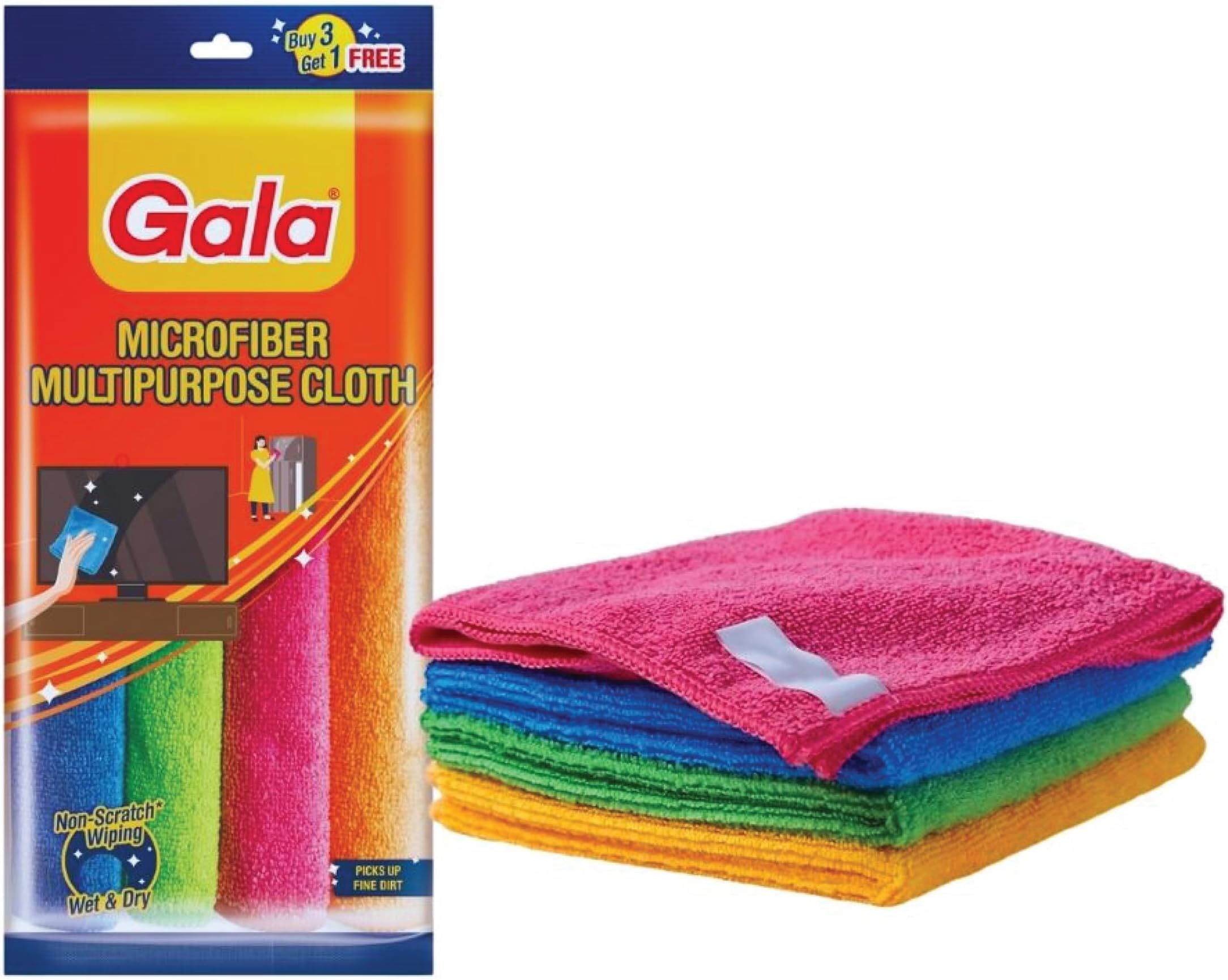 Microfiber Cleaning Cloth/ Towels Set of 4 Kitchen Wipes, Microfiber Cloth for car, bike cleaning and home cleaning, Glass cleaning cloth, (Multicolor)