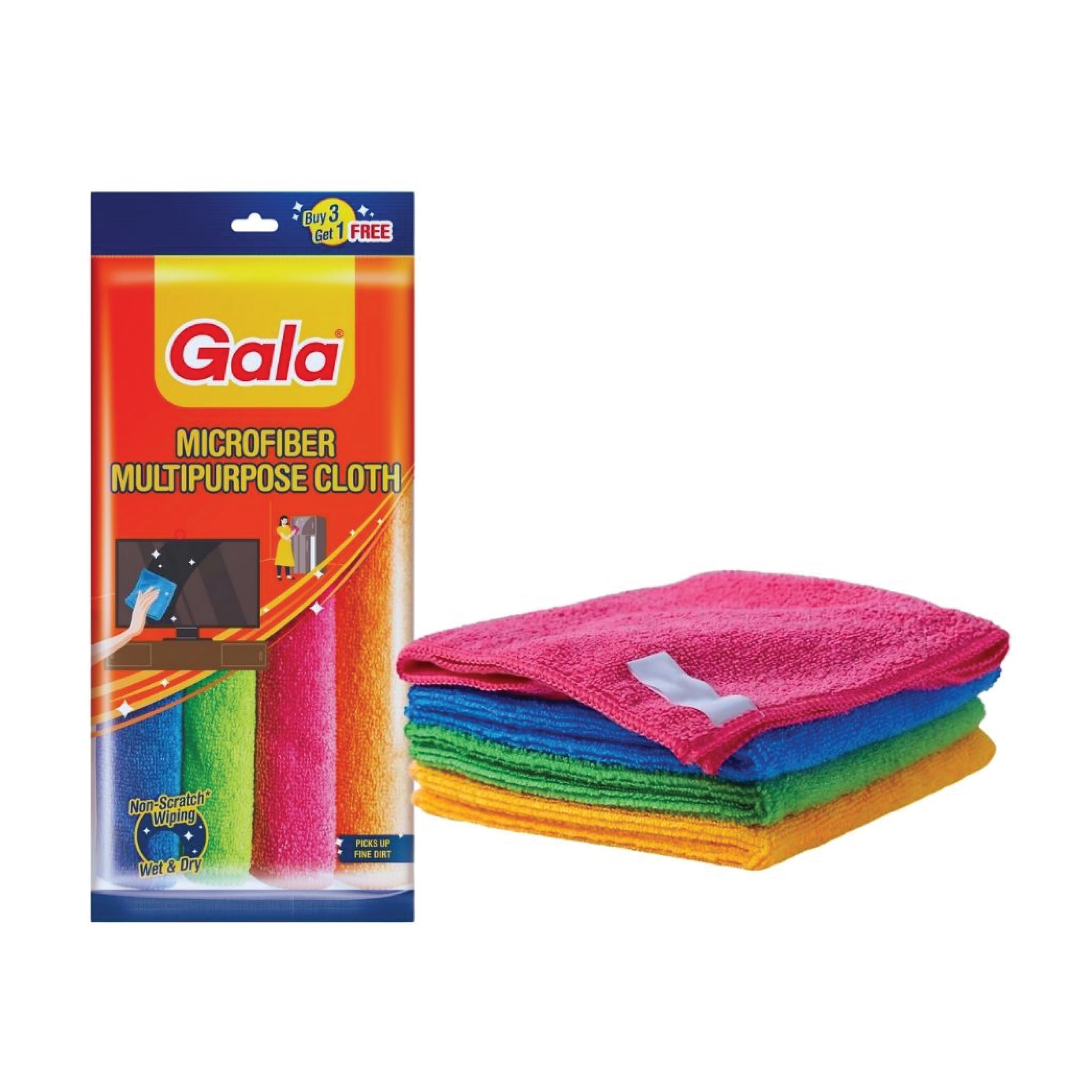 Gala Microfiber Cleaning Cloth/ Towels Set of 4 Kitchen Wipes, Microfiber Cloth for car, bike cleaning and home cleaning, Glass cleaning cloth, (Multicolor)