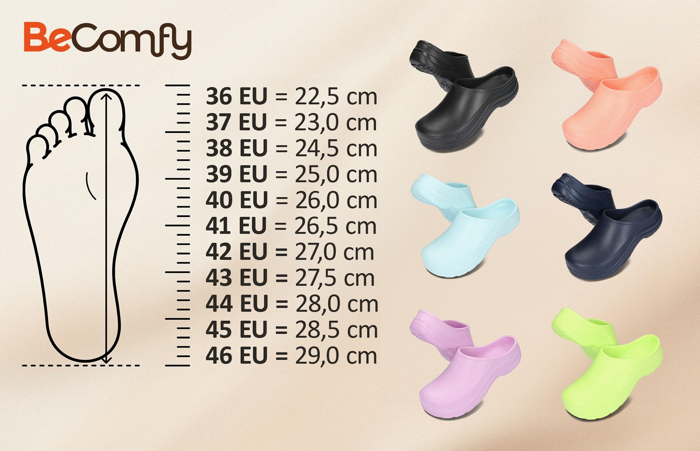 BeComfy Zoccoli da Giardino Leggeri Donna Uomo Zoccoli in Gomma Zoccoli in Eva Scarpe da Giardino comode Estate G. 36-46 EU