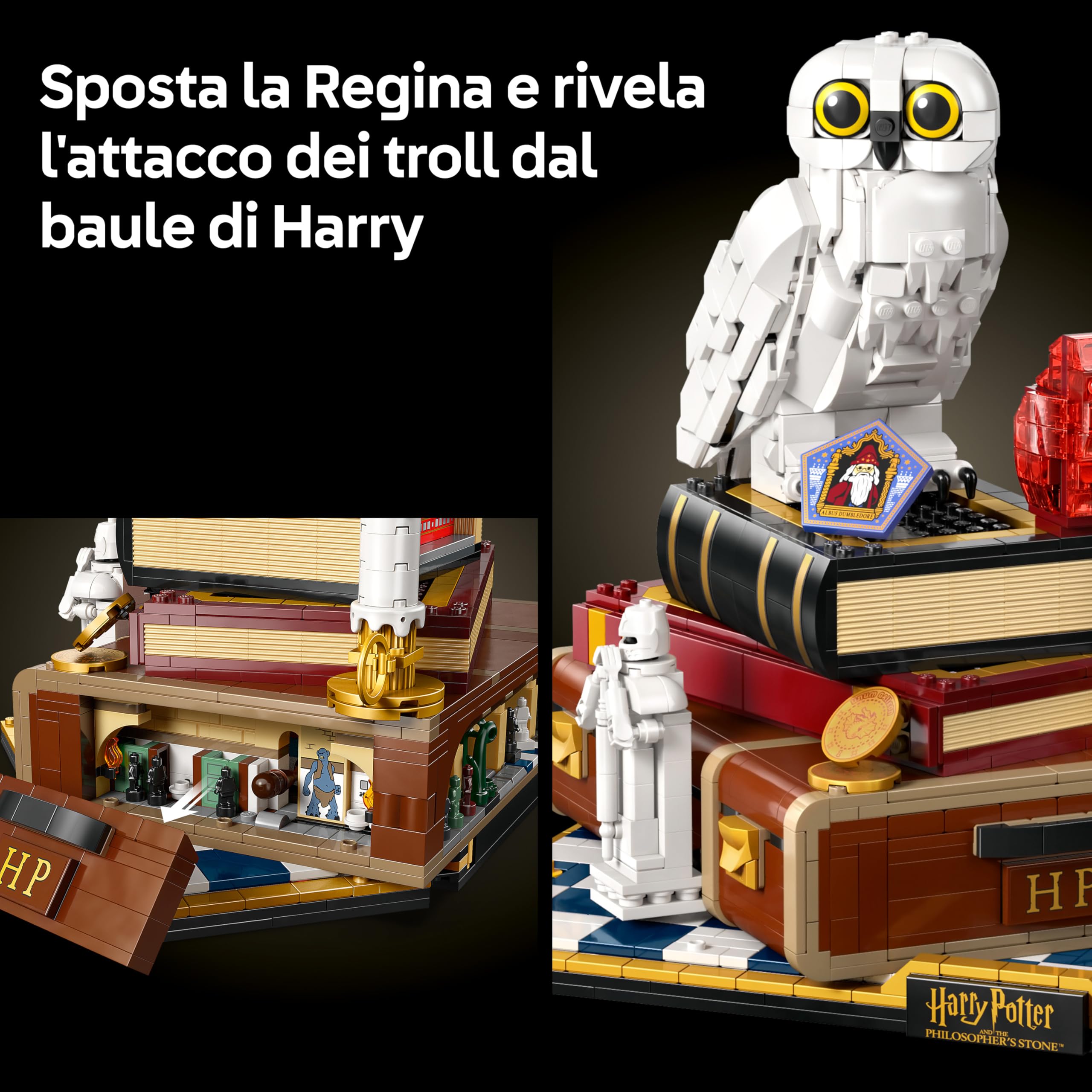 LEGO Harry Potter Pietra Filosofale – Edizione del Collezionista - Modellino Fai da Te - Decorazione per la Camera da Letto con Scene del Film, Edvige e 3 Minifigure - Regalo per Fan e Adulti - 76466