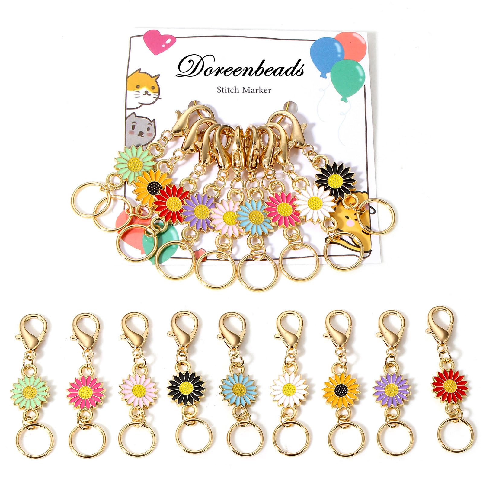 DoreenBeads Crochet Knitting Stitch Markers Metal Alloy Enamel Crochet Marker Crochet Gifts for Knitting Weaving Sewing Accessories Quilting Jewelry Making-image-4
