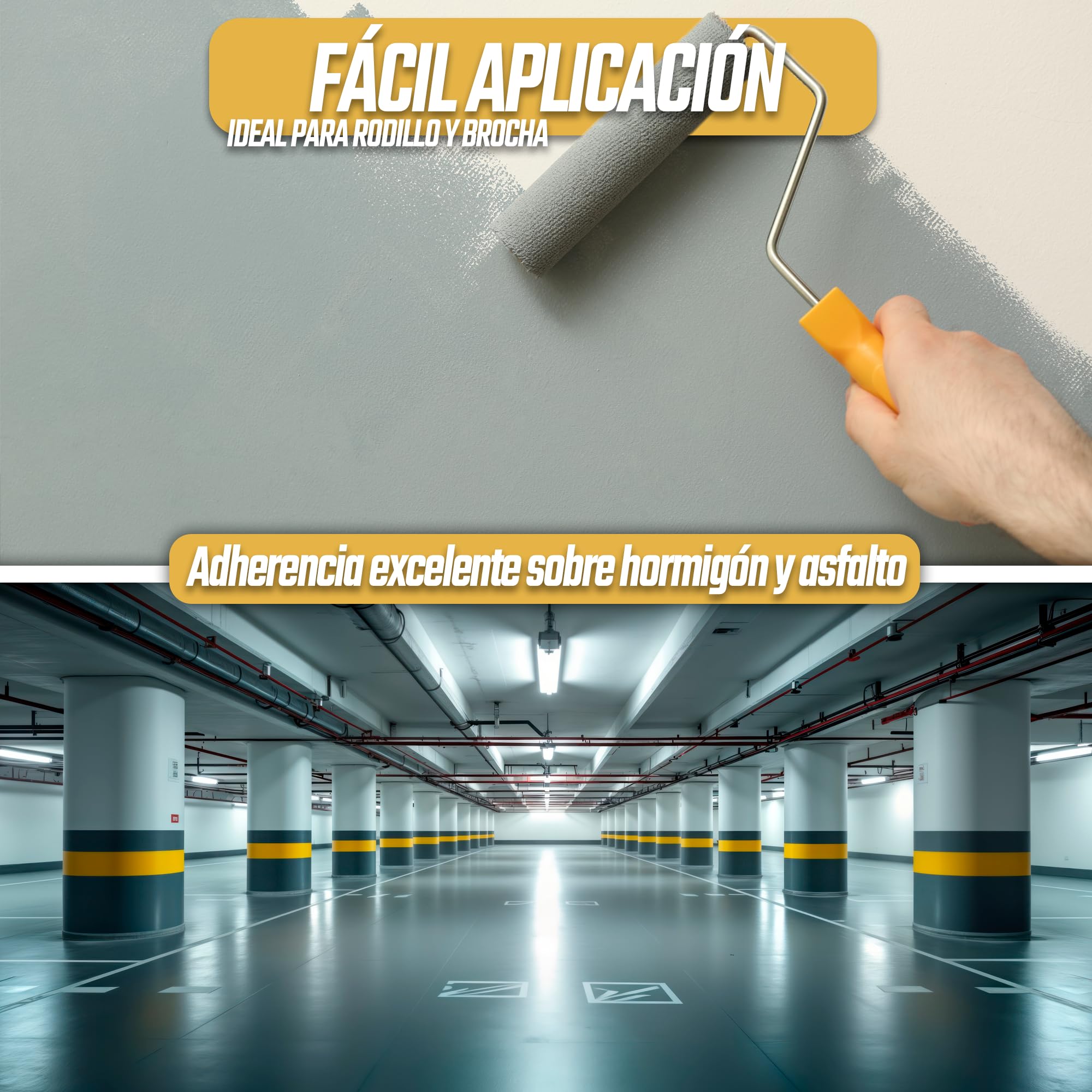 PINTURAS ECU - Pintura Suelos, Garajes y Pavimentos Deportivos en general - 4L - Acabado Mate - Protege y decora las superficies de hormigón, cemento y asfalto (Gris, 4 Litros)
