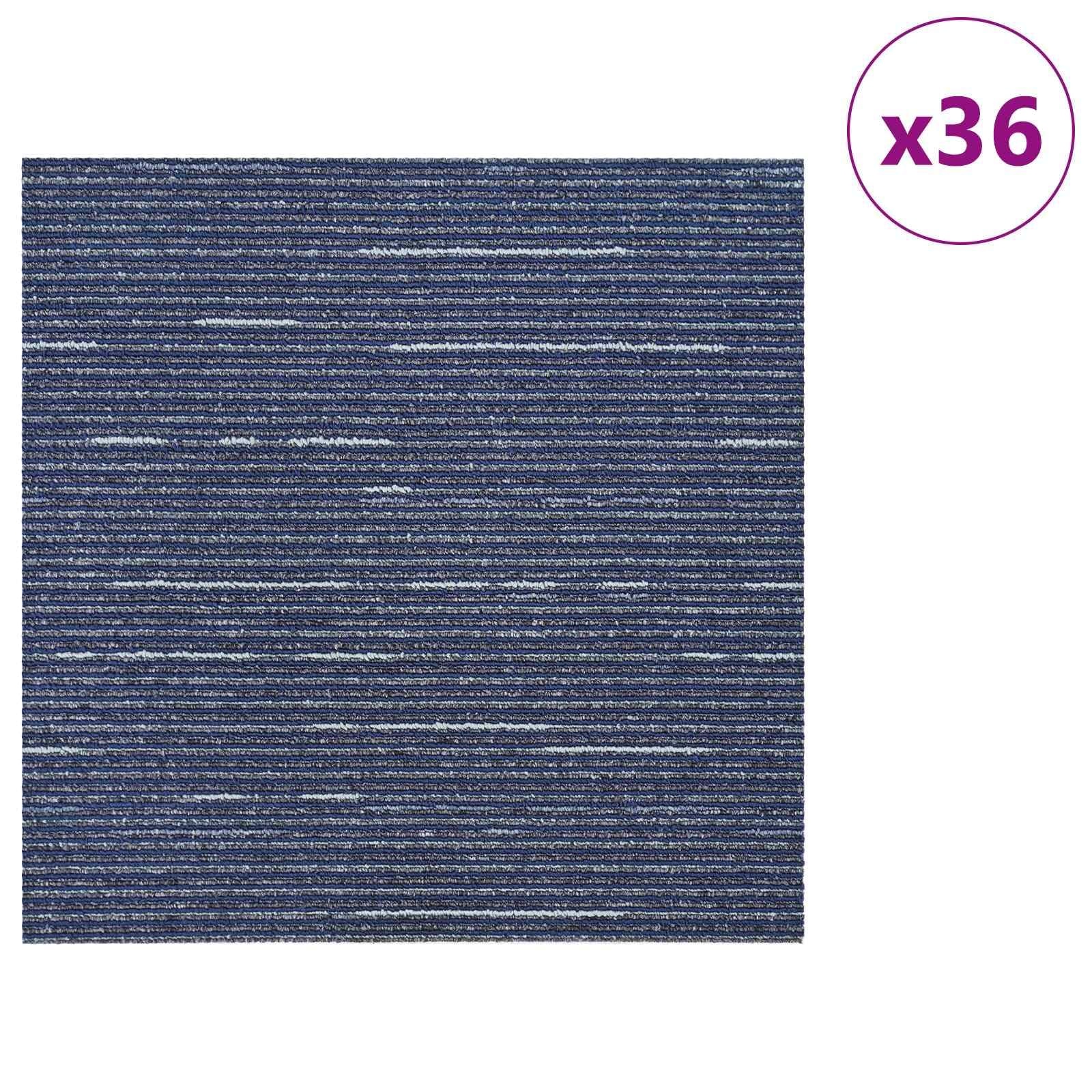 Teppichfliesen Gestreift Blau 50x50 cm 36 STK PP Bitumen