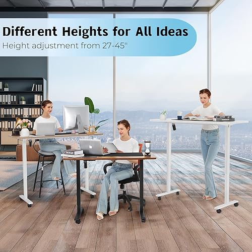 Miniatura 4 de Escritorio de pie de 59 x 24 pulgadas, altura ajustable, escritorio eléctrico para juegos, oficina en casa, estación de trabajo para computadora con