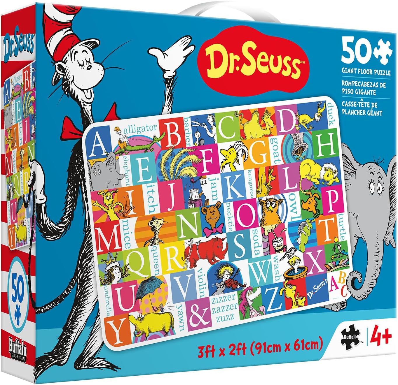 Buffalo Games Dr. Seuss Alphabet 50 PC Floor Puzzle - Family Fun Extra Large Jigsaw - Finished Size is 3' x 2'