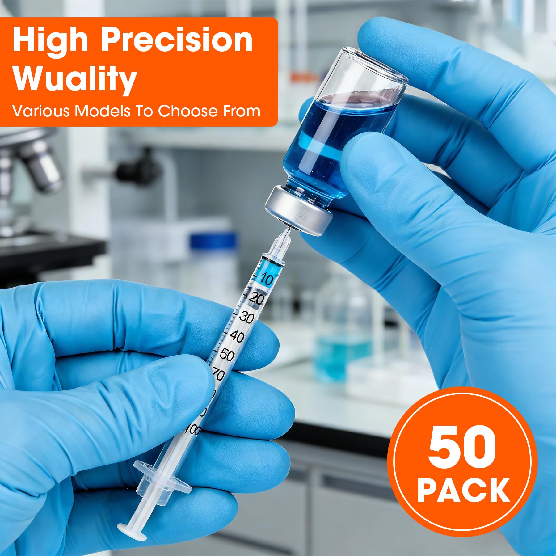 1ml/cc 31G 1/4" (6mm) Syringe, U-100 Scientific Lab Syringes, 50 Pack — Amazon image 5