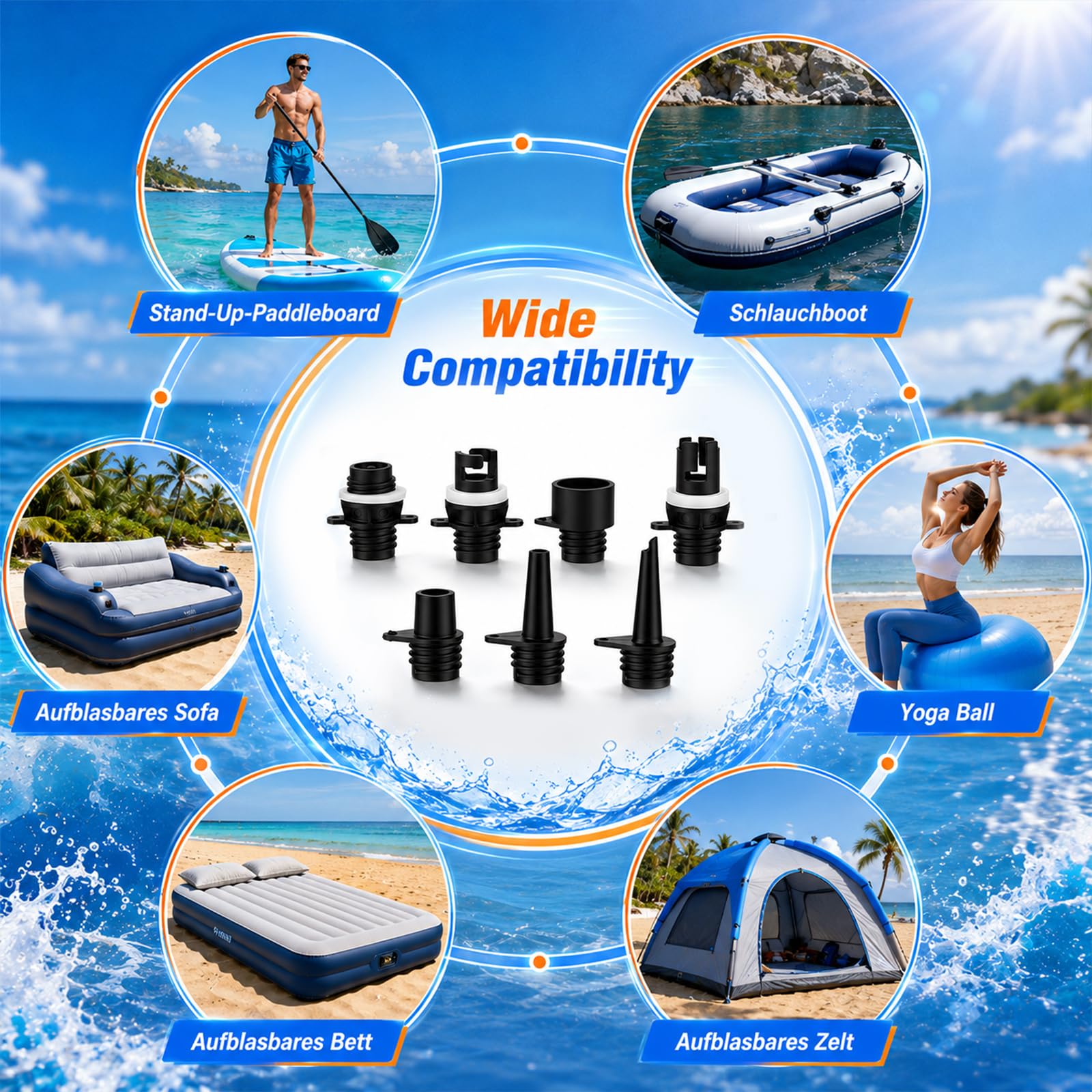 Pompe électrique SUP 20 PSI avec lumière, mini pompe SUP électrique portable, gonflage/dégonflage intelligent, arrêt automatique pour planches SUP, kayak, tente, matelas