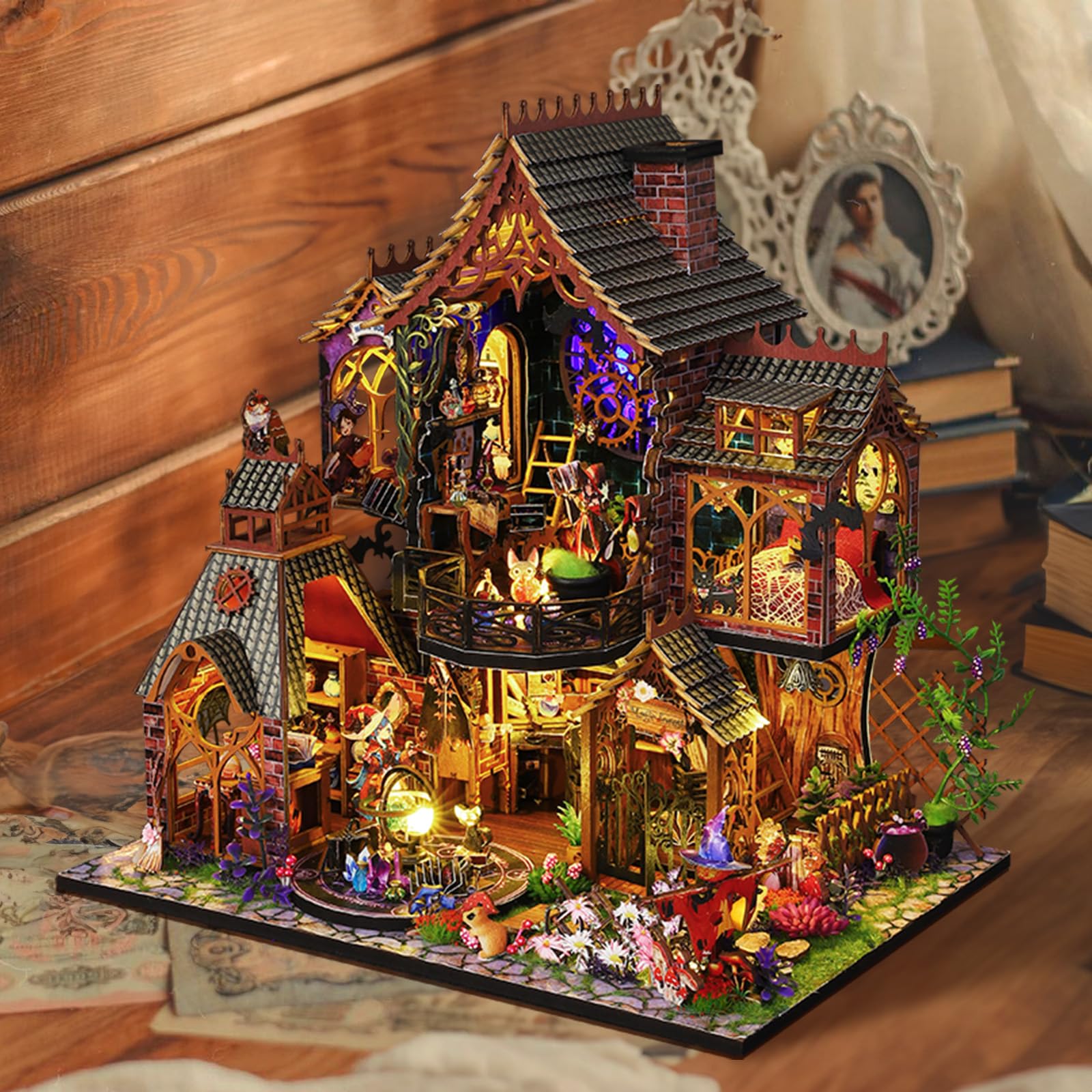 Cuteefun Kit de Casa en Miniatura de Bricolaje para Adultos para Construir, Modelo de Casa de Manualidades con Muebles, Herramientas, Haz tu Propio Regalo(Bosque Mágico)