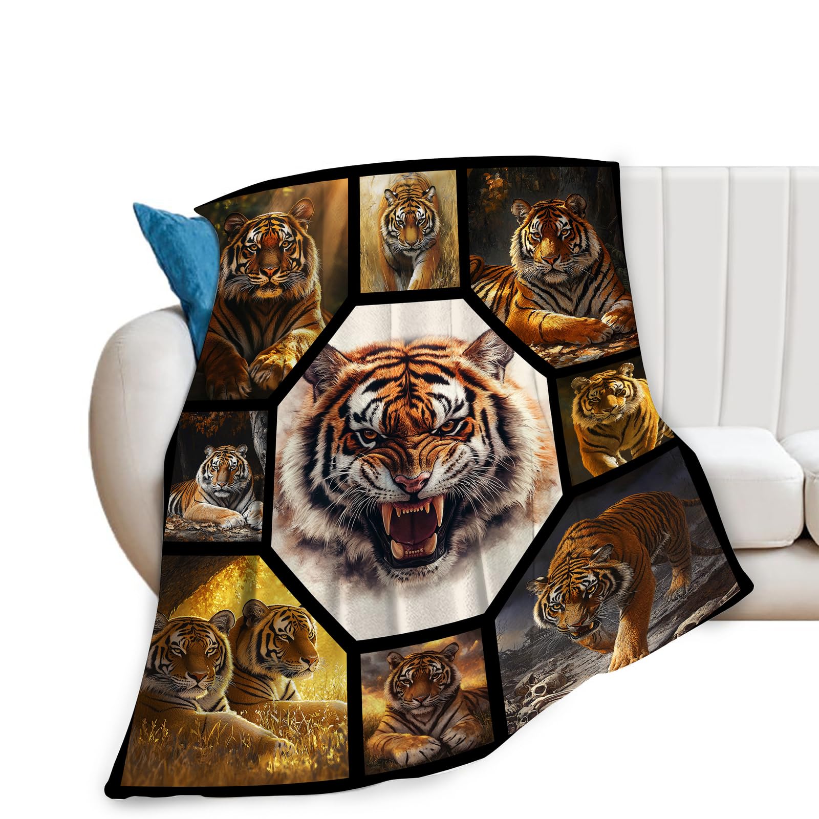 Tiger Super Soft Warm Animal Throw Blanket - Cozy Fluffy Plush Tiger Flannel Fleece Blanket for Men, Women, Kids & Adults - 50"X40" — image 1