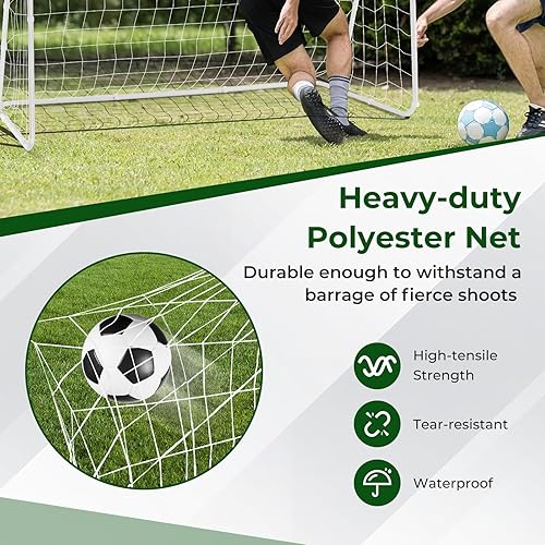 Miniatura 3 de GYMAX Portería de fútbol para patio trasero, red de fútbol de 7 x 5 pies con marco resistente y estacas para el suelo, equipo de campo de fútbol