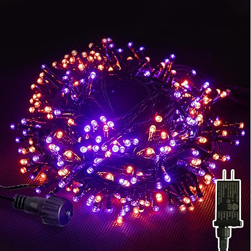 Miniatura 9 de JACKYLED Tira de luces para exteriores impermeables, 178 pies, 500 luces LED enchufables de Navidad con 8 modos, guirnalda de luces para árbol de