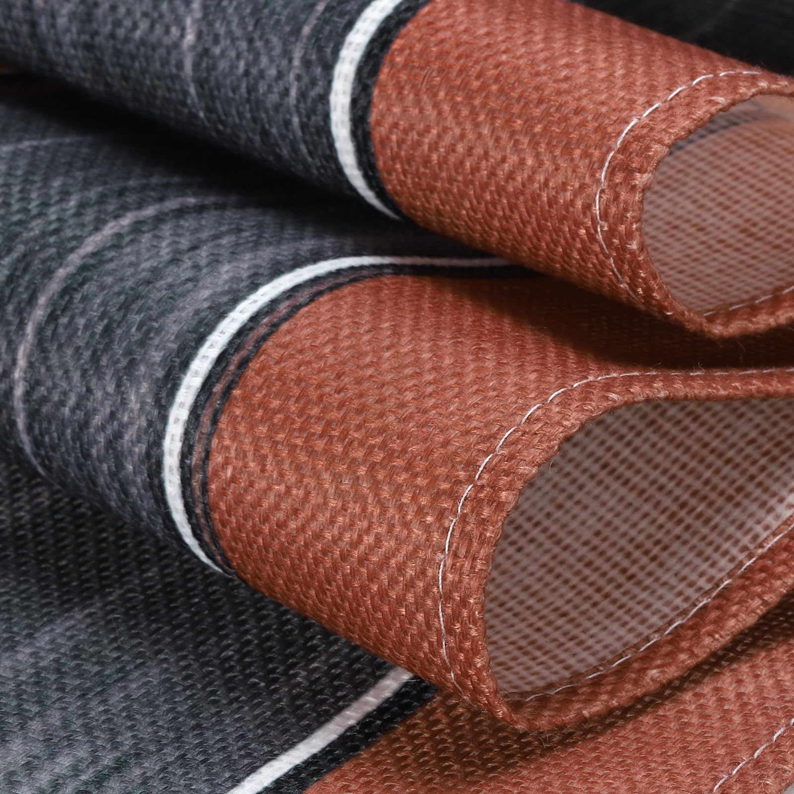 uxcell Table Runner 108" x 13", Retro Cotton Linen Table Runner, Orange & Grey, Khaki/Grey/Orange/Dark Grey/Brown - Image 4