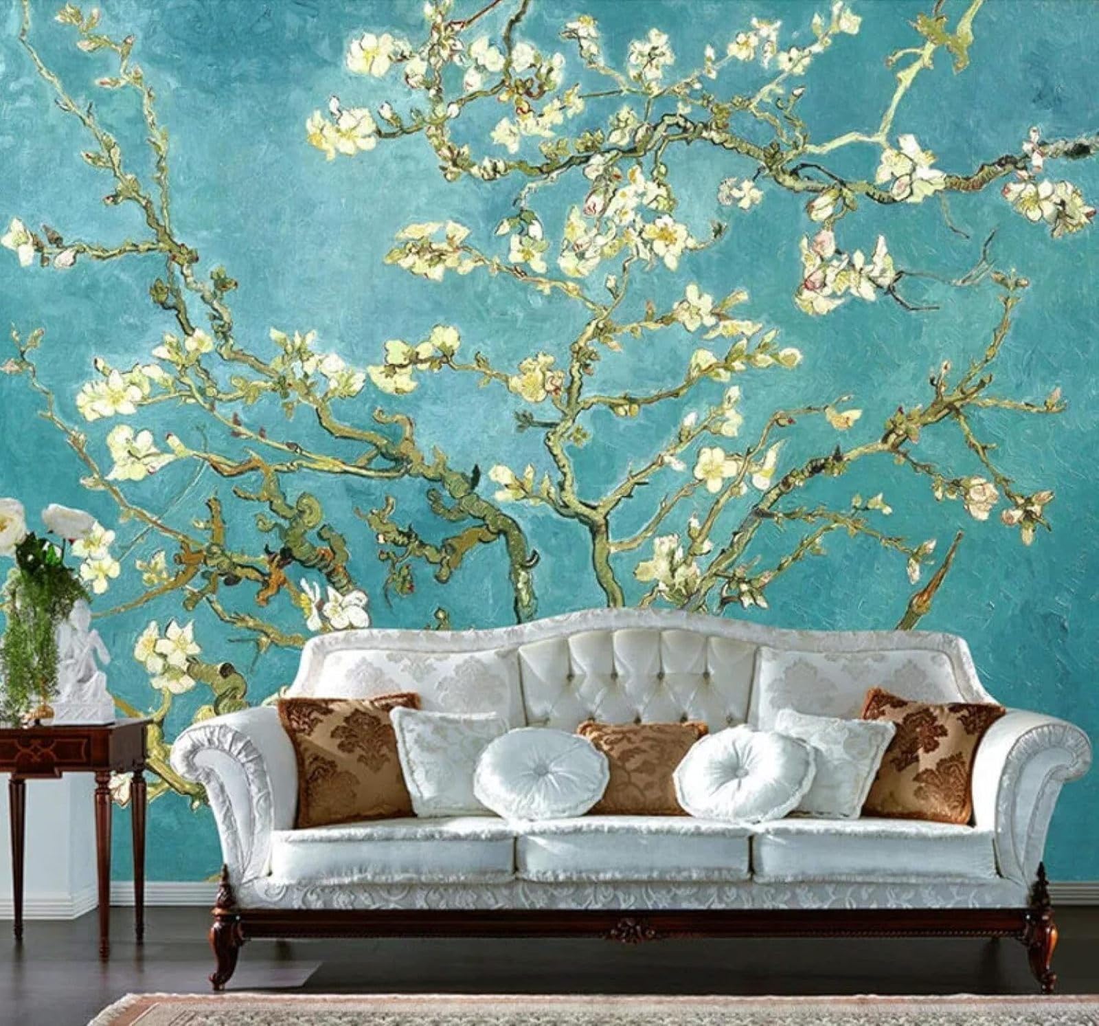 Xlming 350Cm×256Cm(B×H) Vintage Hand Painted Branches Floral Art 3D Wallpaper Luxury Home Dining Decor Paste Sofa Living Room The Wall For Bedroom Mural-350Cm×256Cm