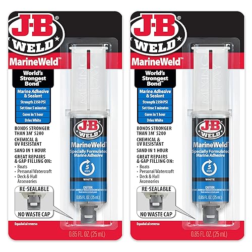 J-B Weld MarineWeld - Jeringa (2 unidades), color blanco, resistente a los rayos UV, de alta resistencia y resistente a los impactos, 0.8 fl oz,