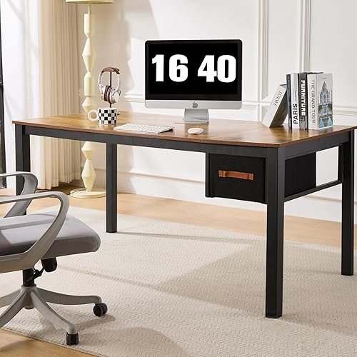 Miniatura 6 de Escritorio para computadora con cajón, escritorio grande de trabajo para oficina en casa de 63 pulgadas, escritorio moderno para computadora de