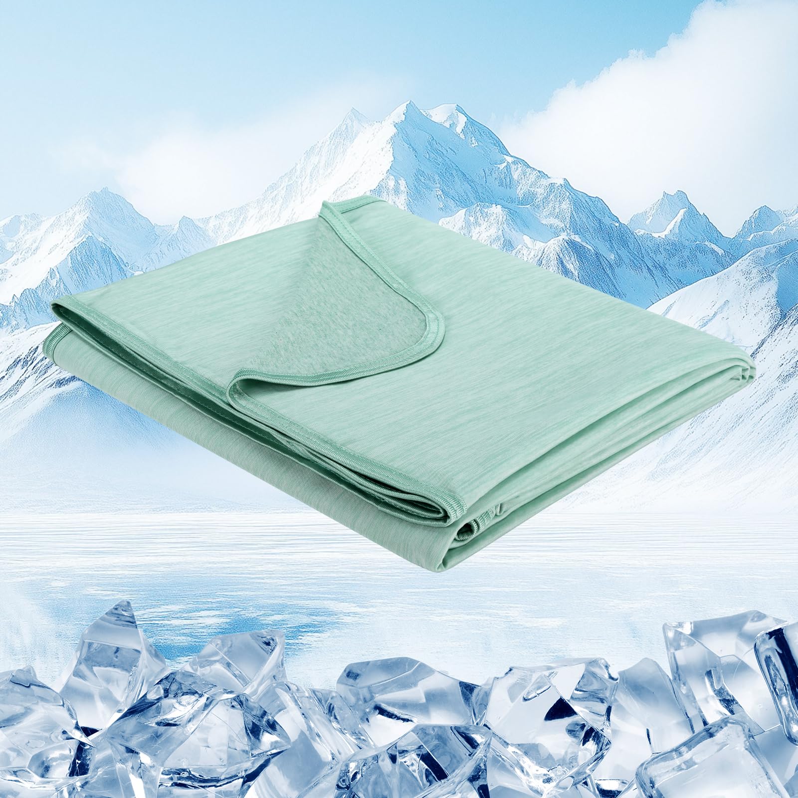 Danctec Cooling Blanket for Night Sweats, Summer Cool Throw for Hot Sleepers, Q-Max>0.45 Cool Fiber for Bed Sofa Chair Travel Adult Kid or Menopause, Lightweight, Twin/Single Size, 150x200cm, Green