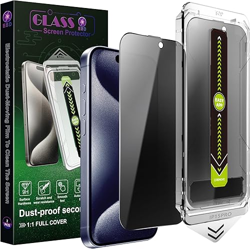 Miniatura 31 de Paquete de 2 protectores de pantalla mate antiluz azul para iPhone 15 Pro (6.1 pulgadas), vidrio templado 9H, antirreflejos, cobertura completa,