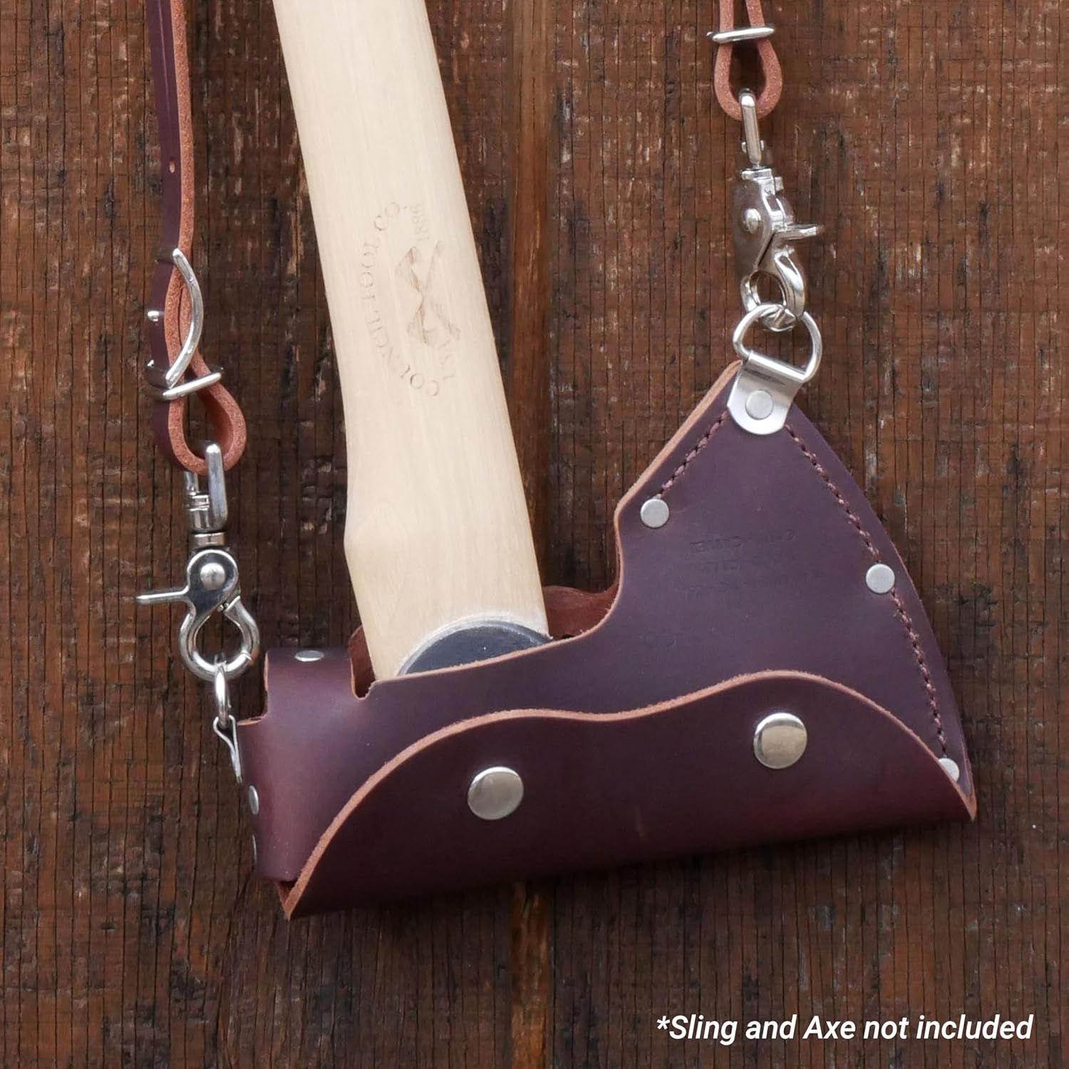 COUNCIL TOOL Leather Sheath - Wood Craft Pack Axe Bit Cover with D-Rings for Shoulder Strap, Made in The USA - AM-SHEATH13 CL