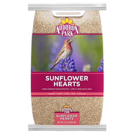 Audubon Park Sunflower Hearts Wild Bird Seed, 15-lb. | Bird Seed for Outside Feeders