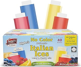 Lieber's Italian Ice Freeze Pops - Berry & Cherry Mix Ice Pops - Gluten-Free and Fat-Free Freeze Pops - 40 Bars Freeze Pops Bulk for Kids and Adults - No Color Freeze and Serve Italian Ices
