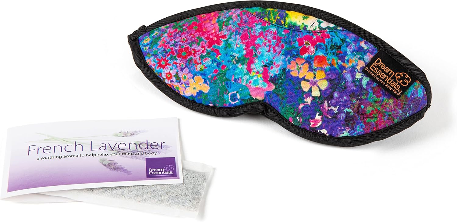 Dream Essentials Dream Essence Aromatherapy Sleep Mask, Handmade in the USA, Comes with Removable Organic French Lavender Sachet (Springtime)