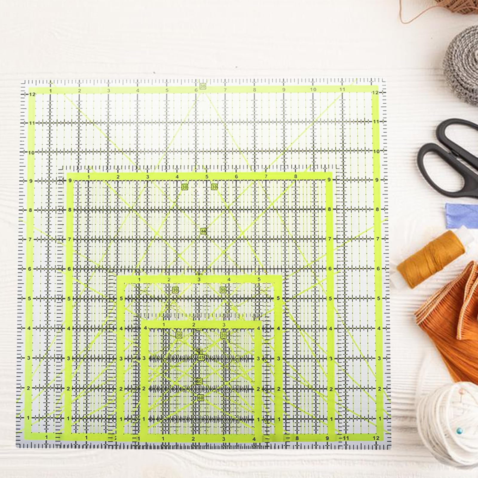 WINTEX Universele liniaal, 15 cm x 30 cm, transparant, 2-kleurige druk met cm-raster en hoekweergave in 30 °/45 °/60 ° - rolsnijderliniaal, patchwork- liniaal, knutselliniaal - ideaal om te knutselen