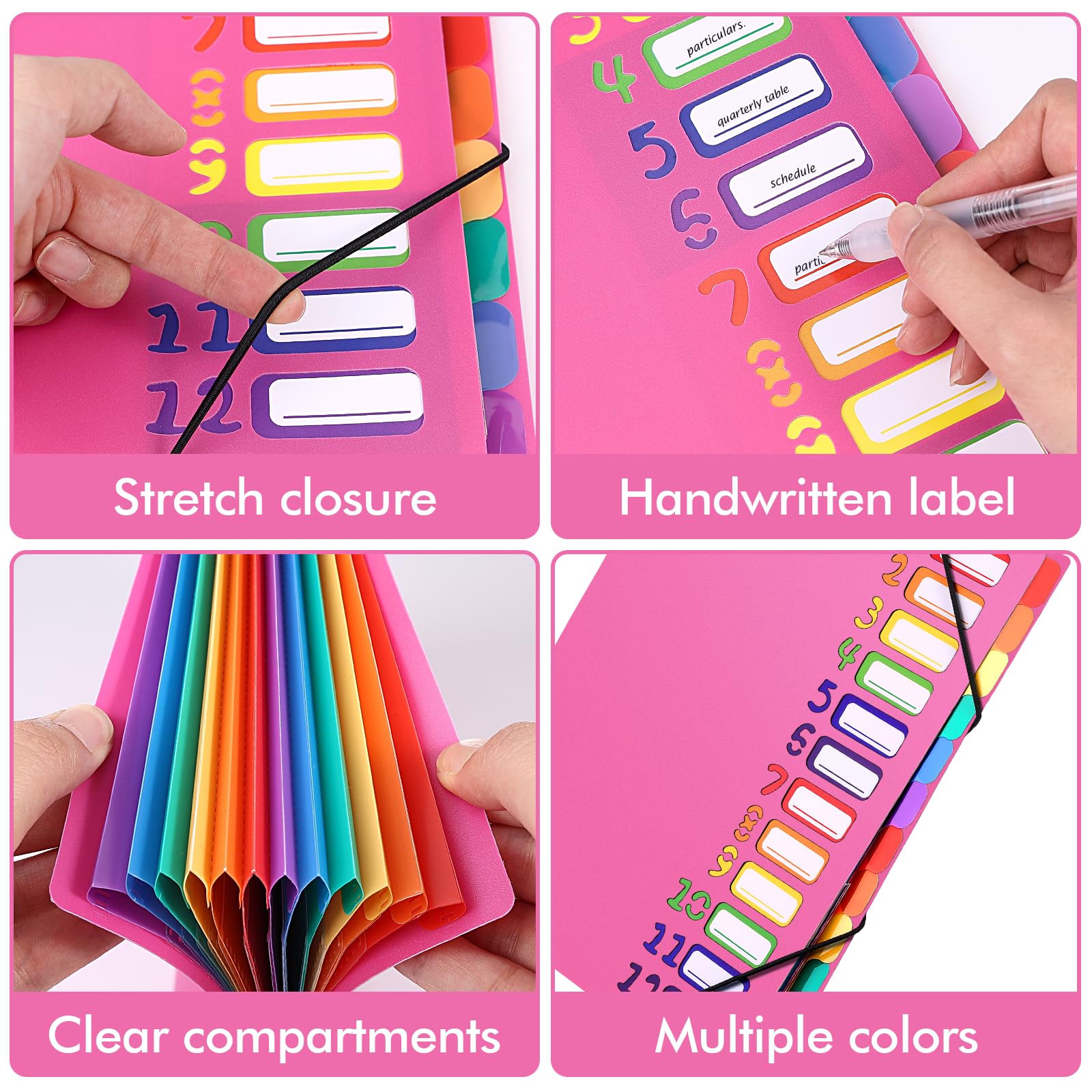 Tatxmalv Classeur Extensible A4 12 Compartiments - Range-Documents Bureau Avec Élastique, Organisateur Papier Couleur (Noir)