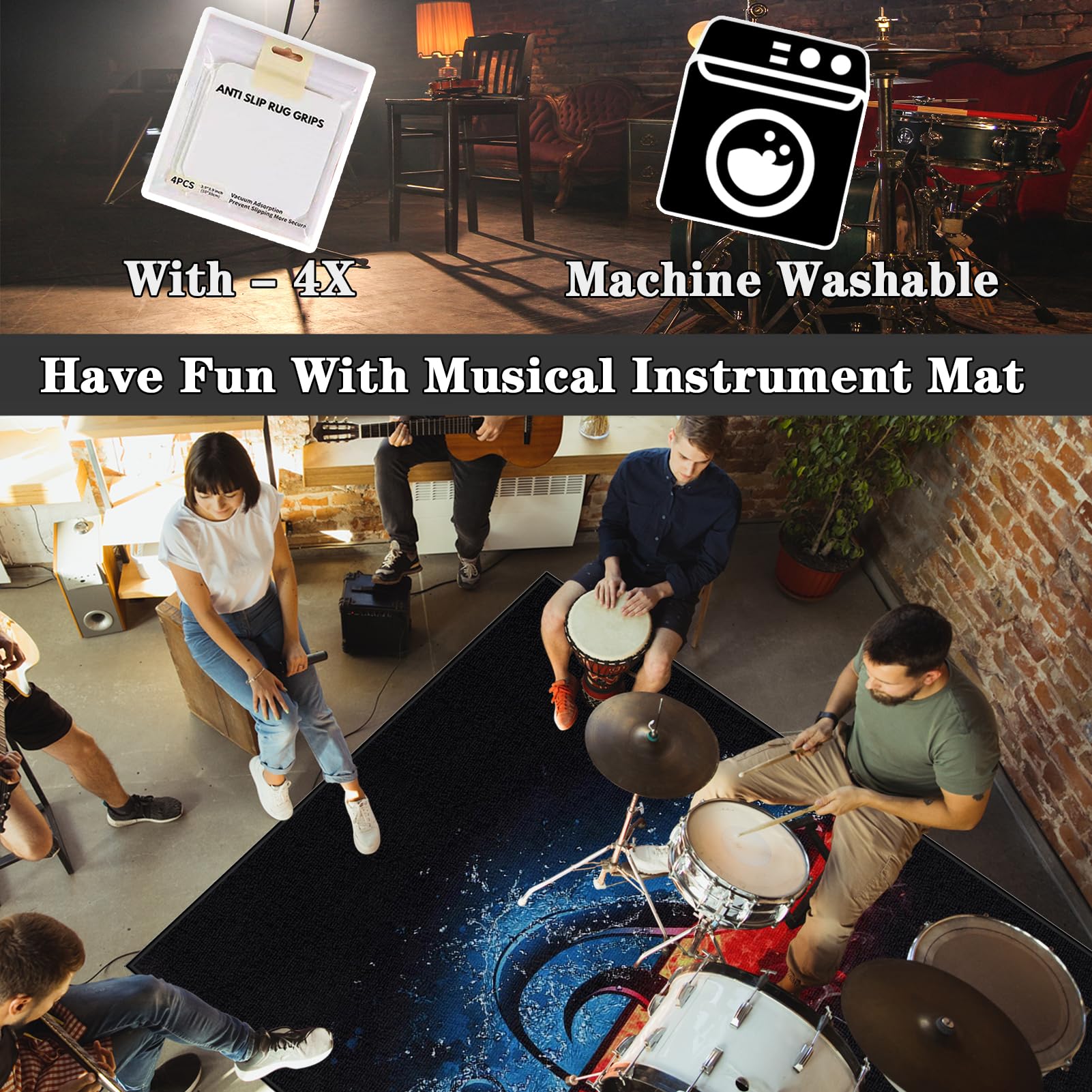 Alfombra de Tambor de insonorización, Kit de Batería de Jazz Electrónico, Alfombra para Bateria Acustica, Alfombras Acusticas Alfombra Bateria, Alfombras para Bombo Caja Alfombrillas 110 x 80 cm