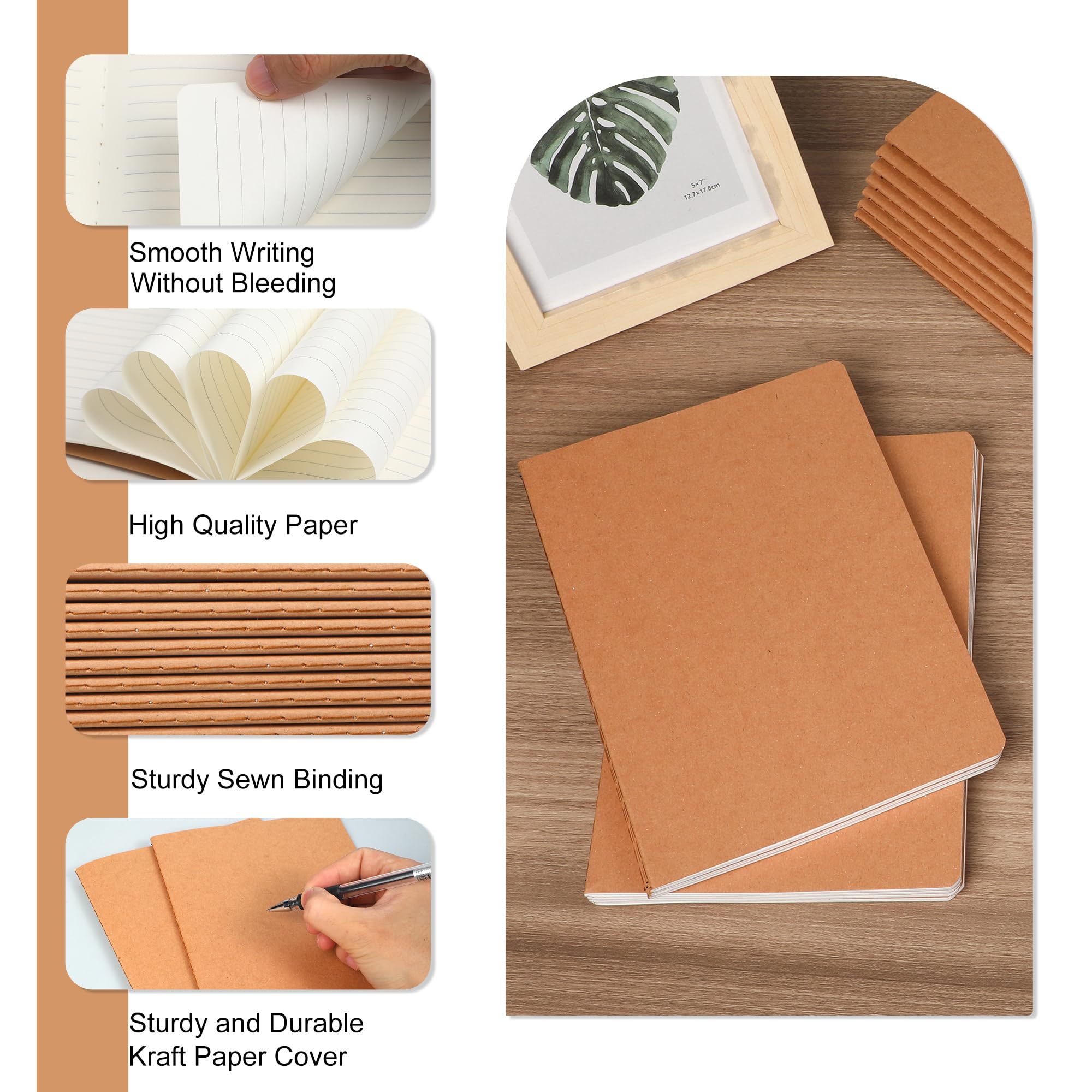 miikoul Cuadernos pequeños, cuadernos en blanco a granel sin forro para niños, estudiantes, escuela, oficina, viajeros, suministros de boceto/dibujo/escritura (24, página interior de línea Kraft)