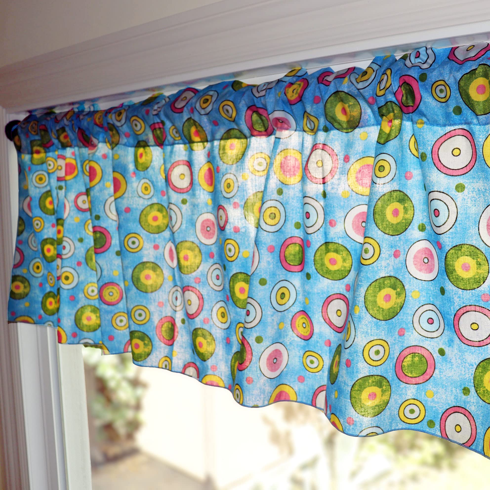 Zen Creative Designs Circles and Polka Dots Cotton Window Valance Home Décor Bedroom Nursery Kitchen Window (58
