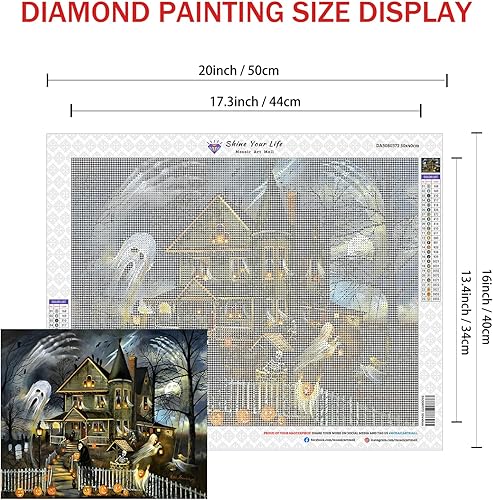 KS Kit de pintura de diamantes de Halloween para adultos, 5D, calabaza, fantasma, diamantes, kits de arte para decoración de pared del hogar, 20 x