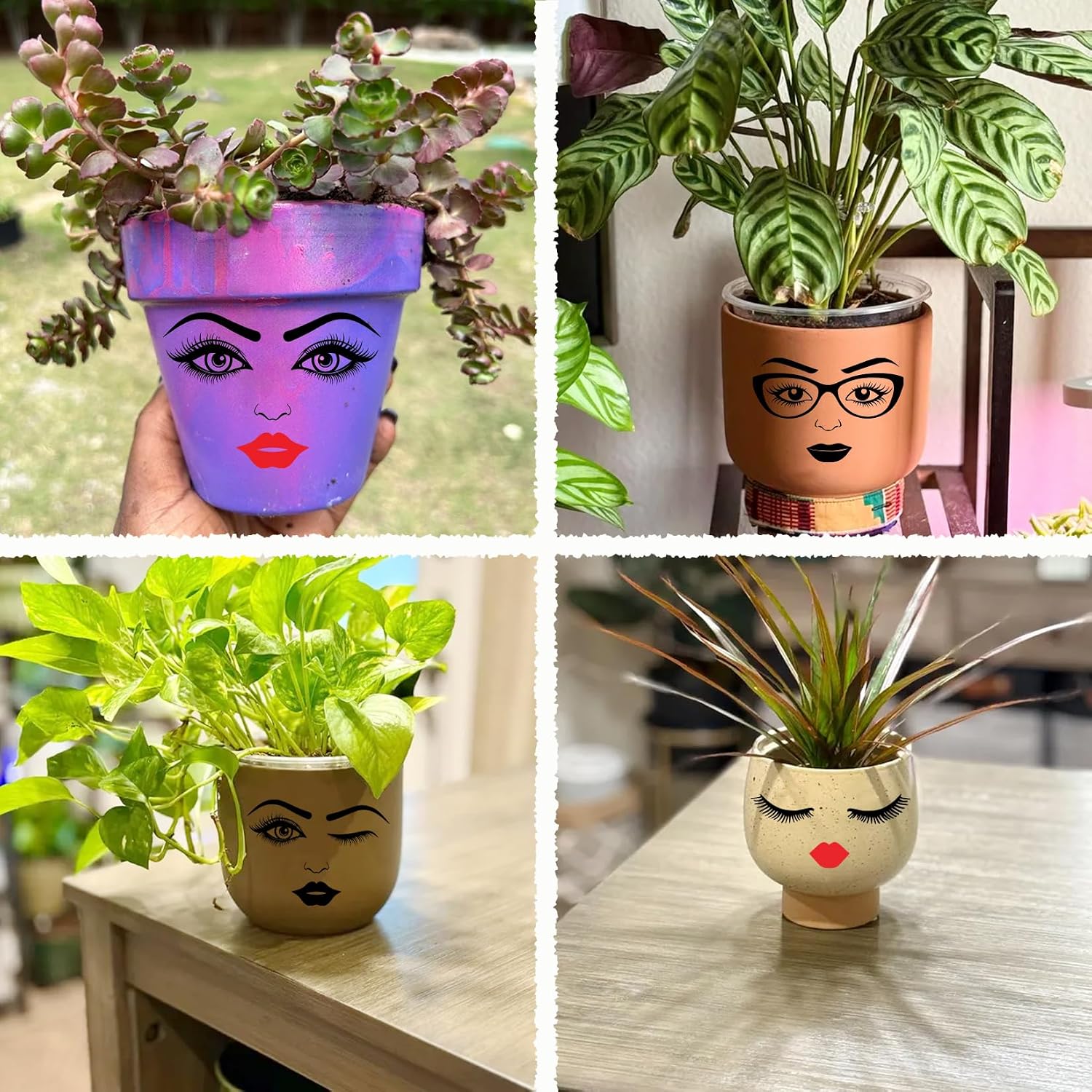 Face Stickers for Flower Pots Lips Mouth Eyes Eyebrows Nose Decals Make a Face Stickers for Crafts Holiday Party Supplies Decoration(face6)