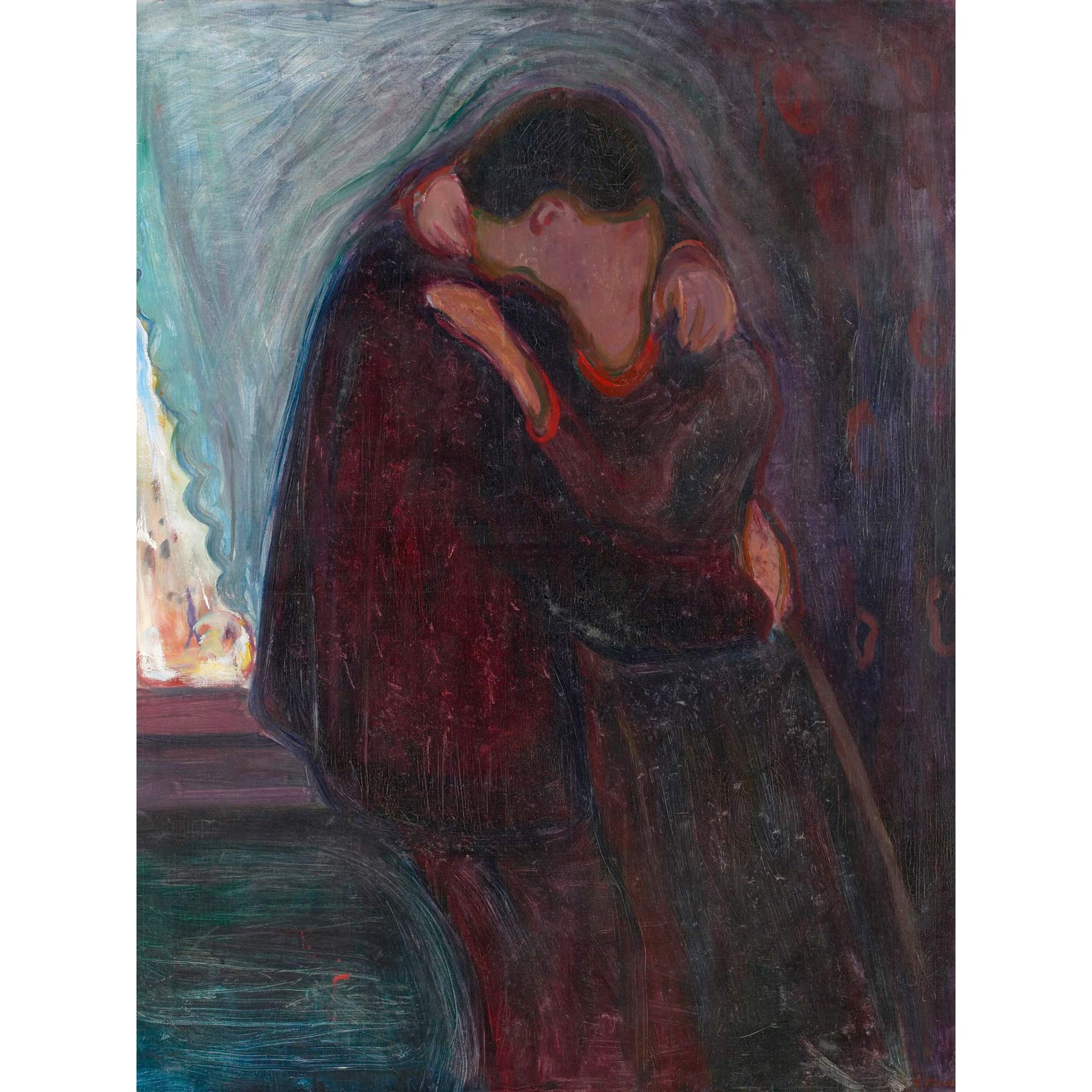 Edvard Munch The Kiss Painting Large XL Wall Art Canvas Print