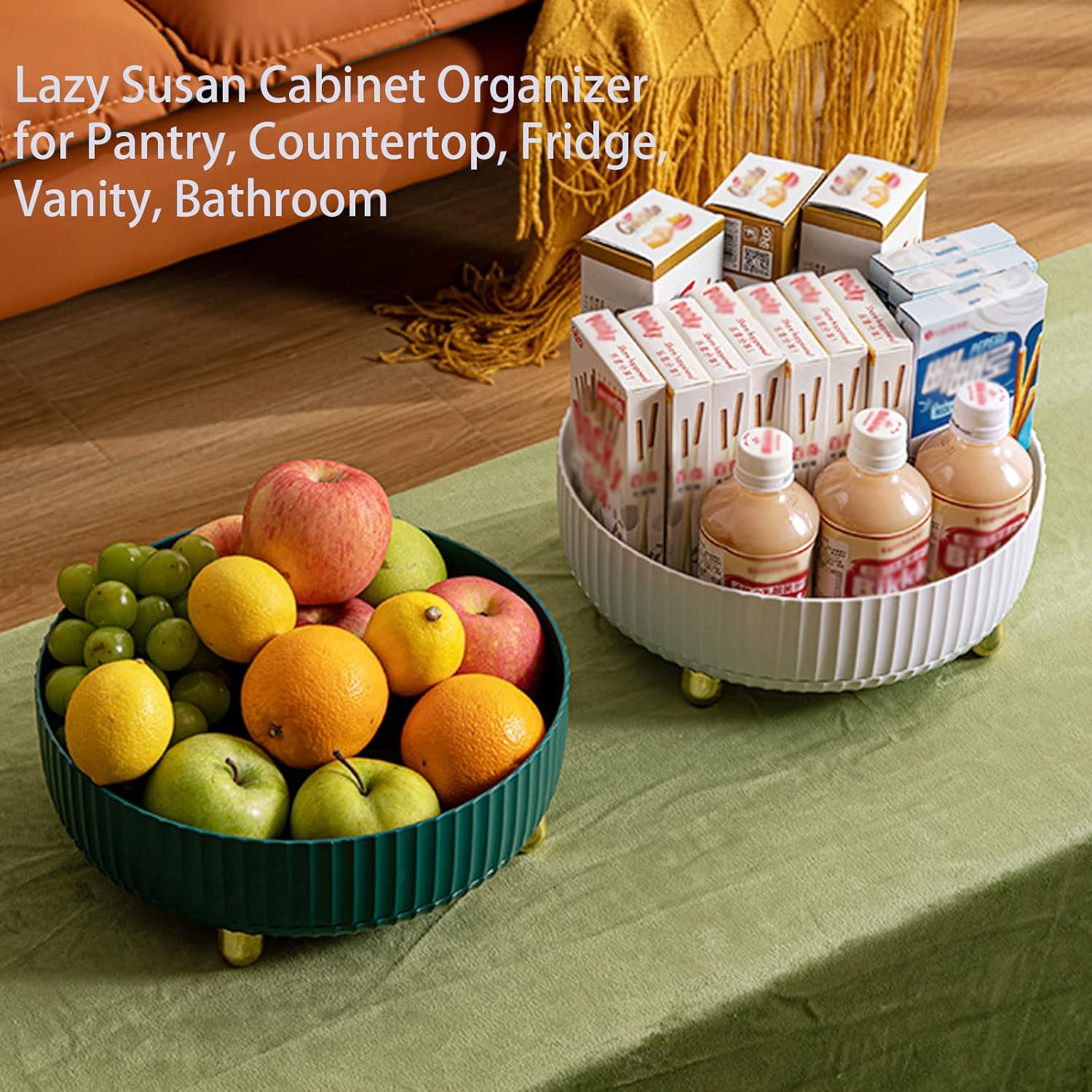Lazy Susan Plastic Clear Rotating Organizer - Round Turntable Storage Tray - Rotating Organizer for Makeup, Cosmetics, Toiletries